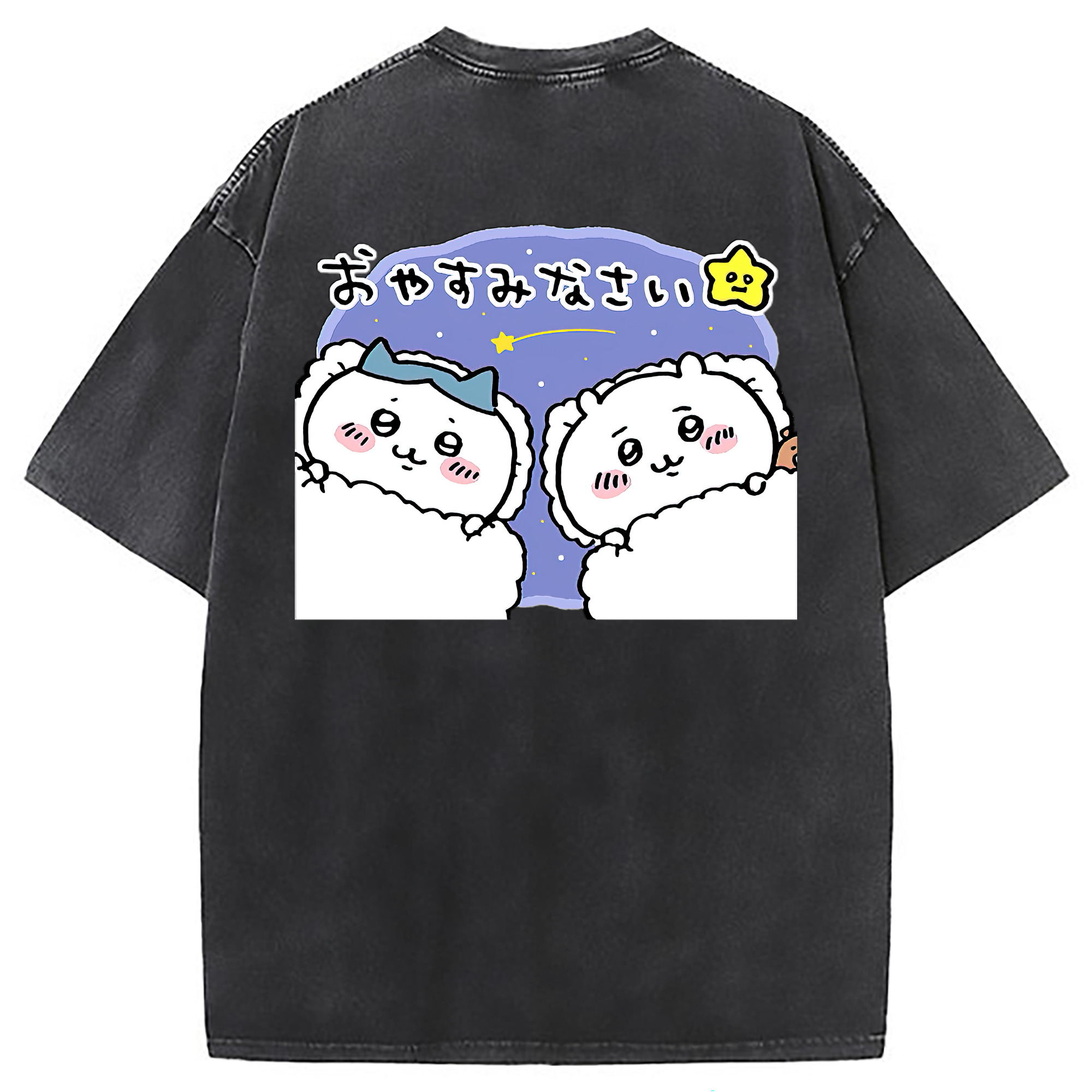 （画像用） ちいかわ ハチワレ Chii-kawa hachiware 綿100% ヴィンテージ風 半袖Tシャツ（背面プリント）