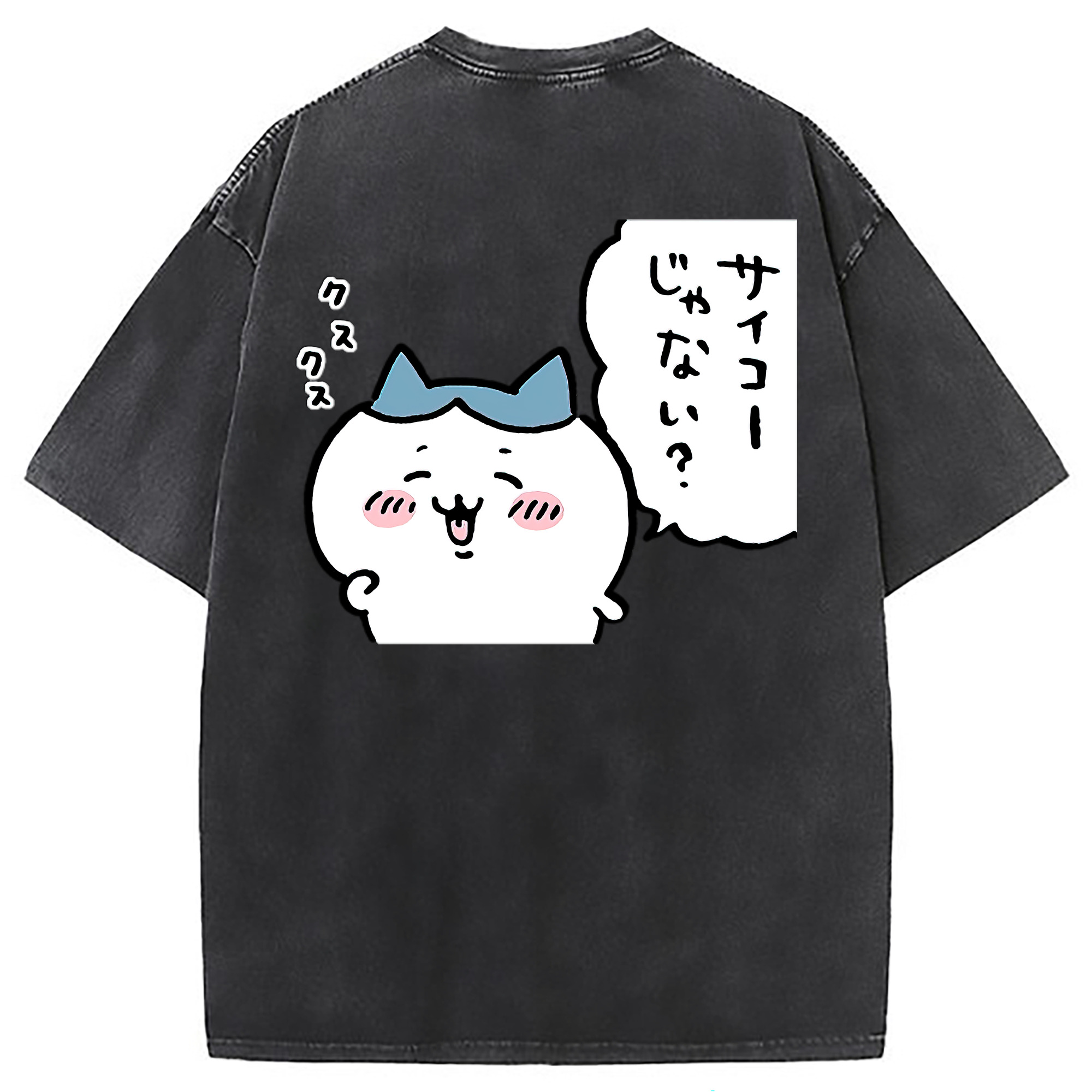 （画像用） ちいかわ ハチワレ Chii-kawa hachiware 綿100% ヴィンテージ風 半袖Tシャツ（背面プリント）