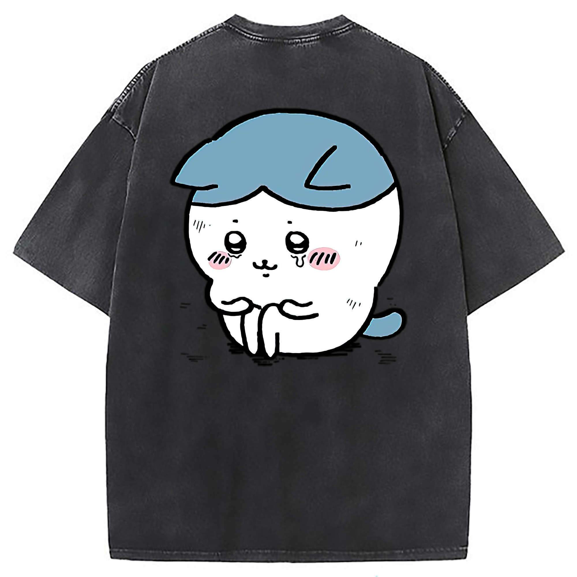 （画像用） ちいかわ ハチワレ Chii-kawa hachiware 綿100% ヴィンテージ風 半袖Tシャツ（背面プリント）