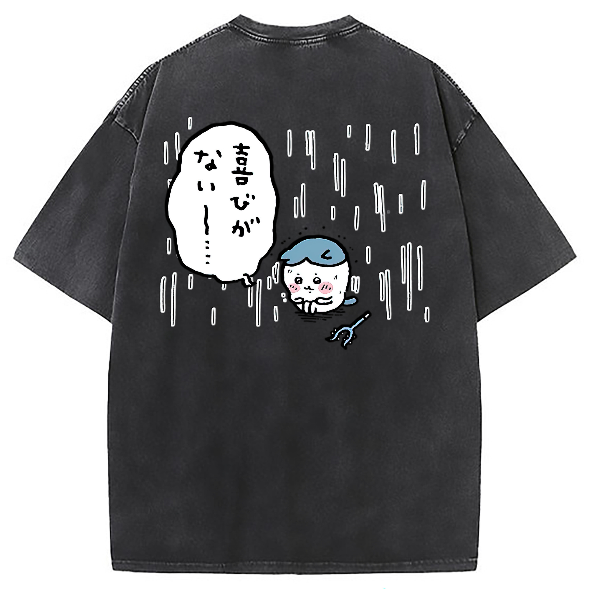 （画像用） ちいかわ ハチワレ Chii-kawa hachiware 綿100% ヴィンテージ風 半袖Tシャツ（背面プリント）
