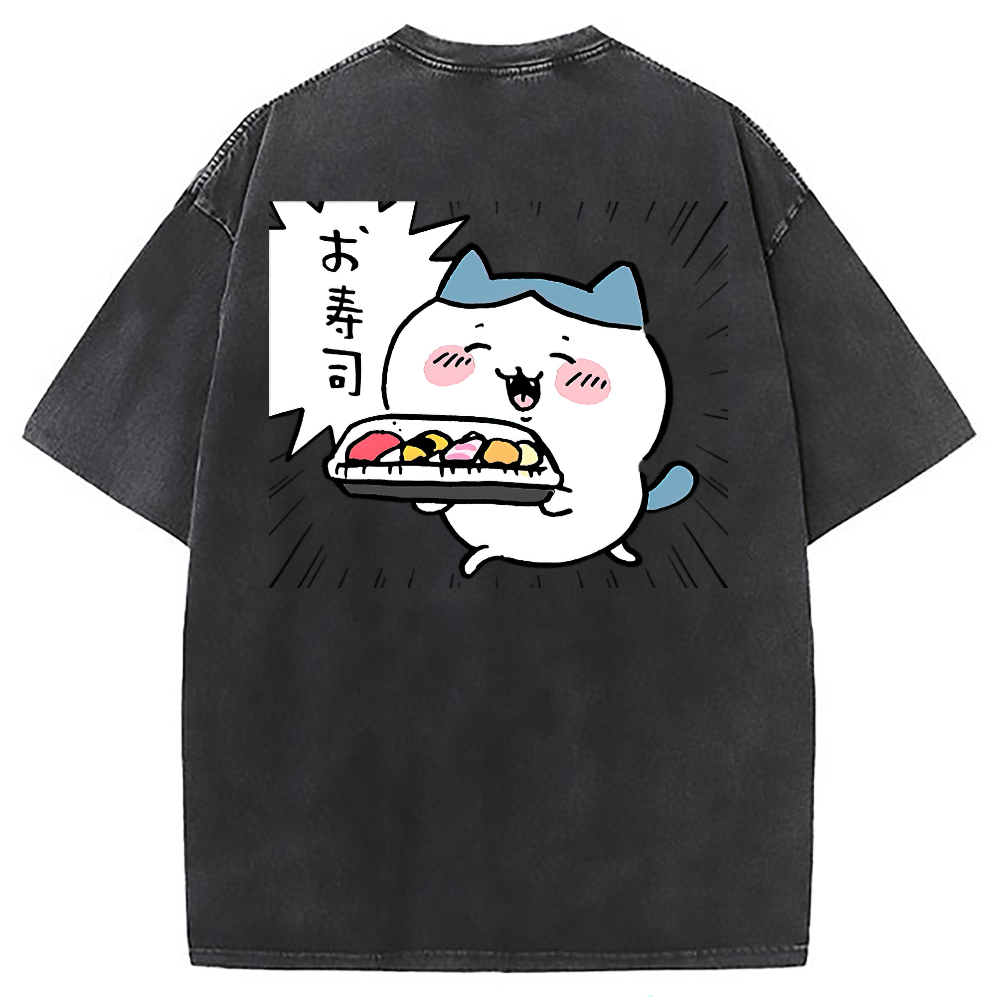 （画像用） ちいかわ ハチワレ Chii-kawa hachiware 綿100% ヴィンテージ風 半袖Tシャツ（背面プリント）
