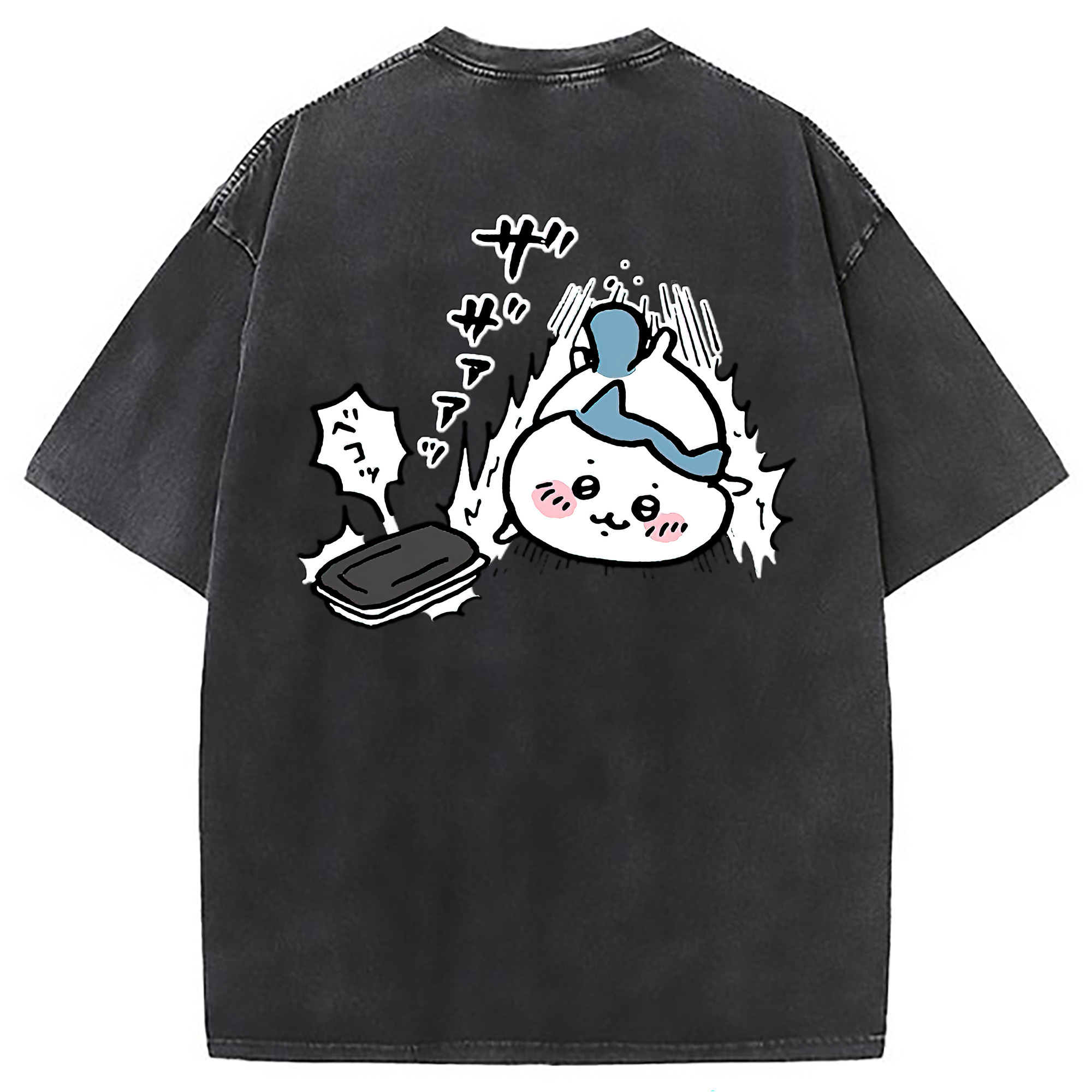 （画像用） ちいかわ ハチワレ Chii-kawa hachiware 綿100% ヴィンテージ風 半袖Tシャツ（背面プリント）