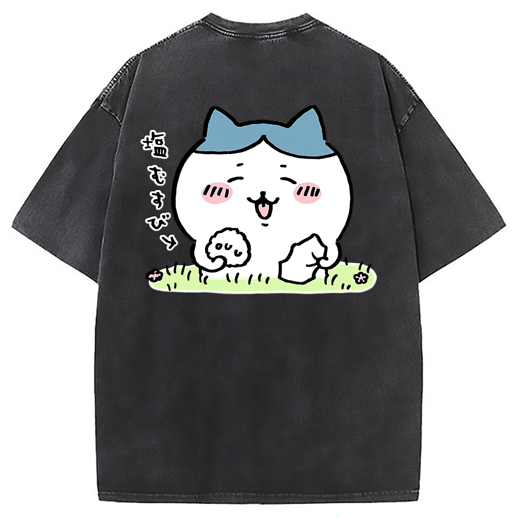 （画像用） ちいかわ ハチワレ Chii-kawa hachiware 綿100% ヴィンテージ風 半袖Tシャツ（背面プリント）