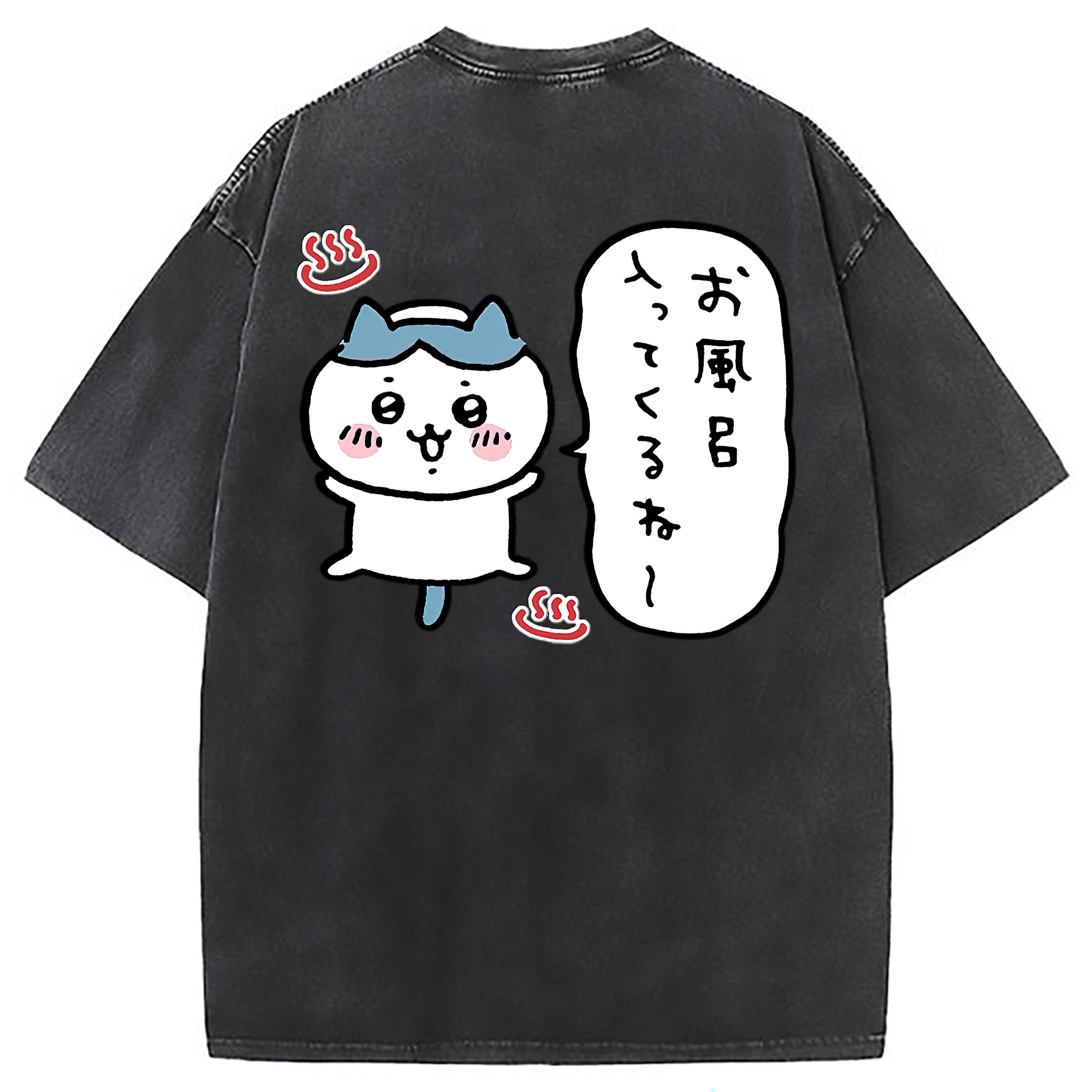 （画像用） ちいかわ ハチワレ Chii-kawa hachiware 綿100% ヴィンテージ風 半袖Tシャツ（背面プリント）