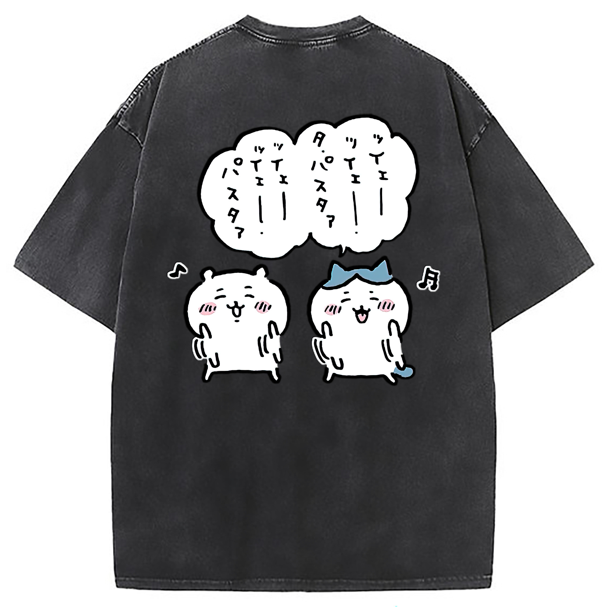 （画像用） ちいかわ ハチワレ Chii-kawa hachiware 綿100% ヴィンテージ風 半袖Tシャツ（背面プリント）