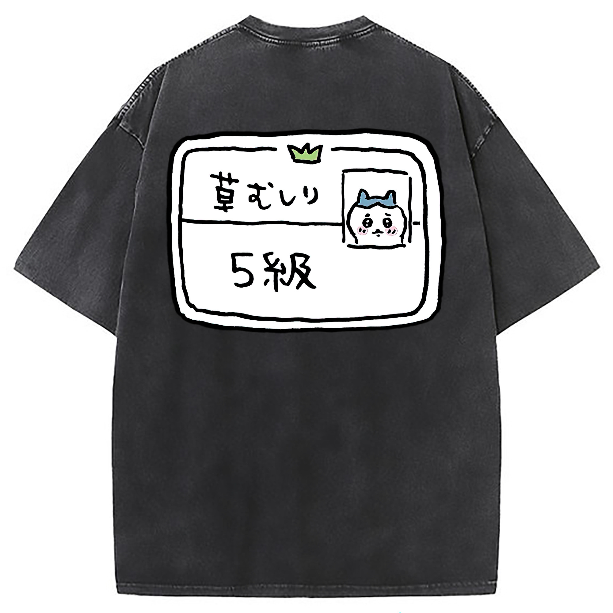 （画像用） ちいかわ ハチワレ Chii-kawa hachiware 綿100% ヴィンテージ風 半袖Tシャツ（背面プリント）