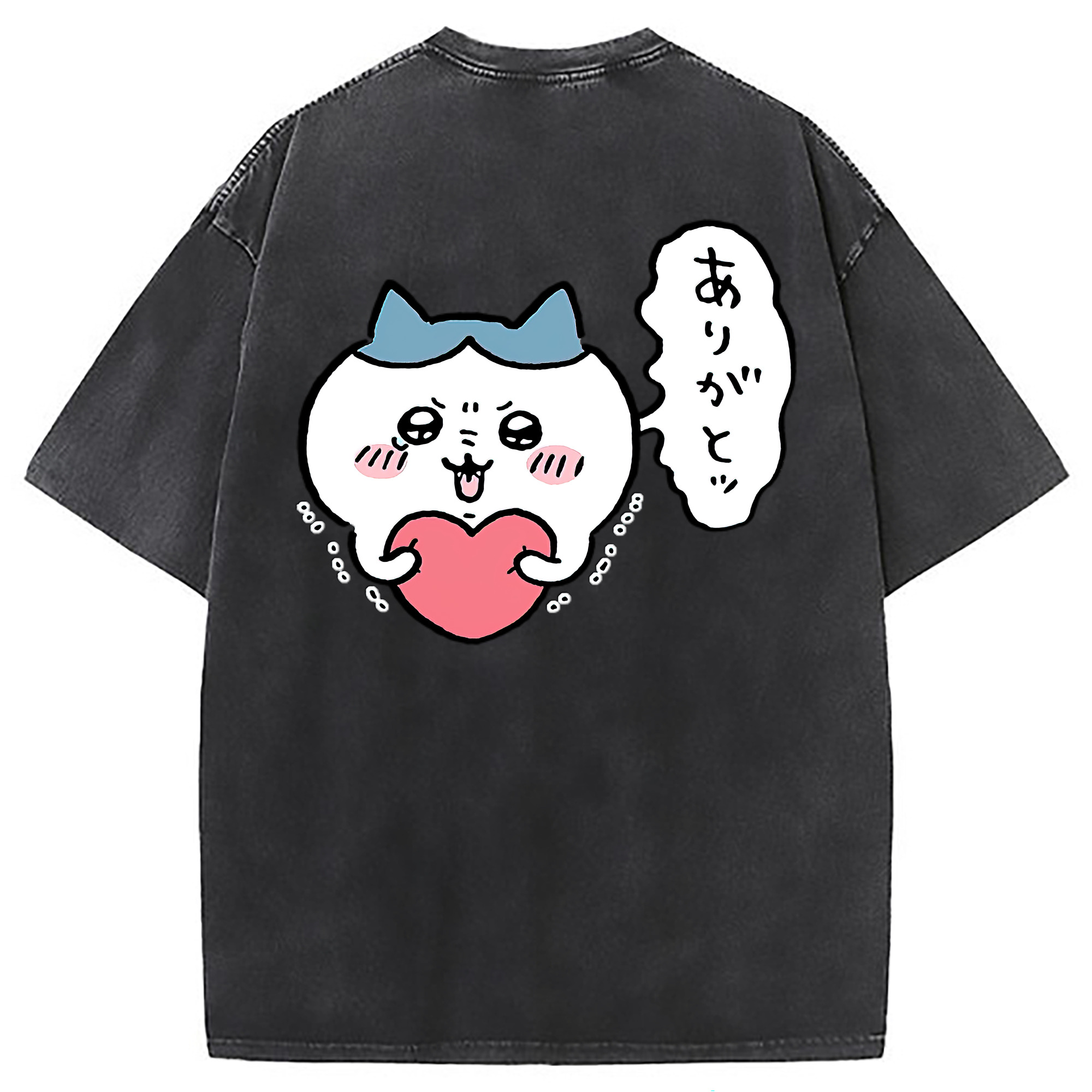 （画像用） ちいかわ ハチワレ Chii-kawa hachiware 綿100% ヴィンテージ風 半袖Tシャツ（背面プリント）