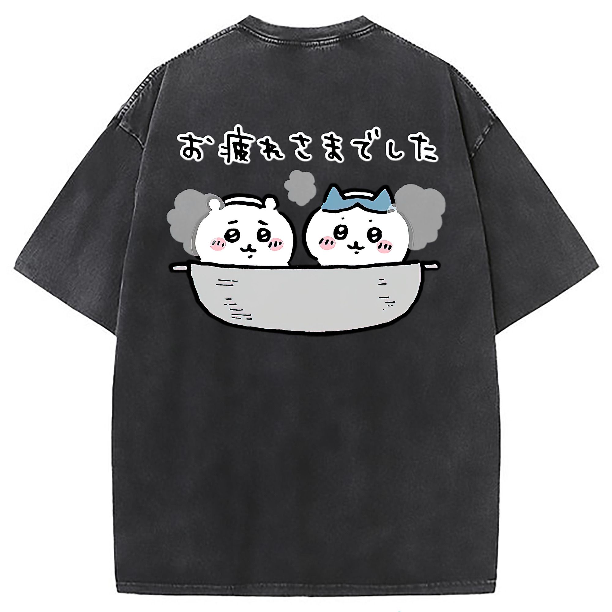 （画像用） ちいかわ ハチワレ Chii-kawa hachiware 綿100% ヴィンテージ風 半袖Tシャツ（背面プリント）