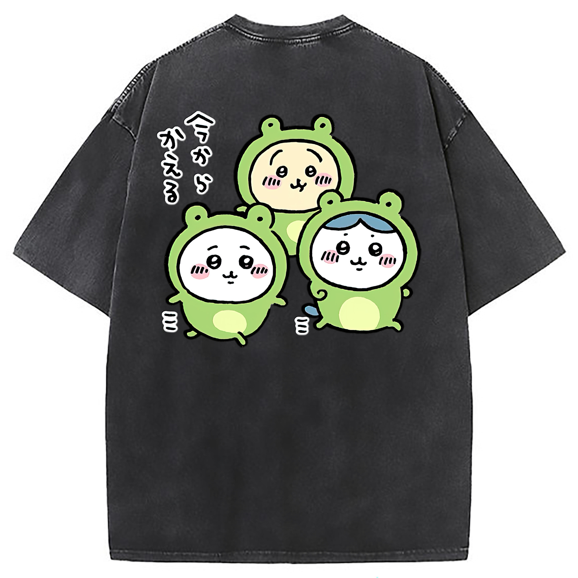 （画像用） ちいかわ ハチワレ Chii-kawa hachiware 綿100% ヴィンテージ風 半袖Tシャツ（背面プリント）