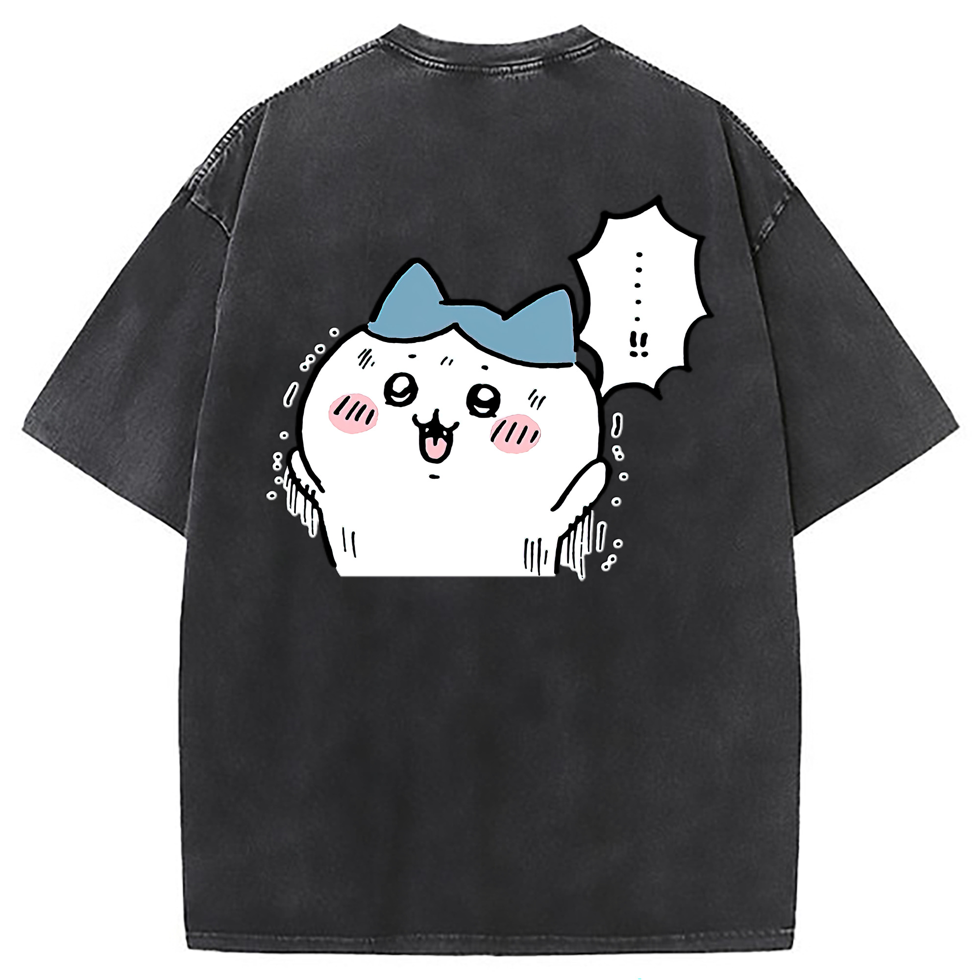 （画像用） ちいかわ ハチワレ Chii-kawa hachiware 綿100% ヴィンテージ風 半袖Tシャツ（背面プリント）