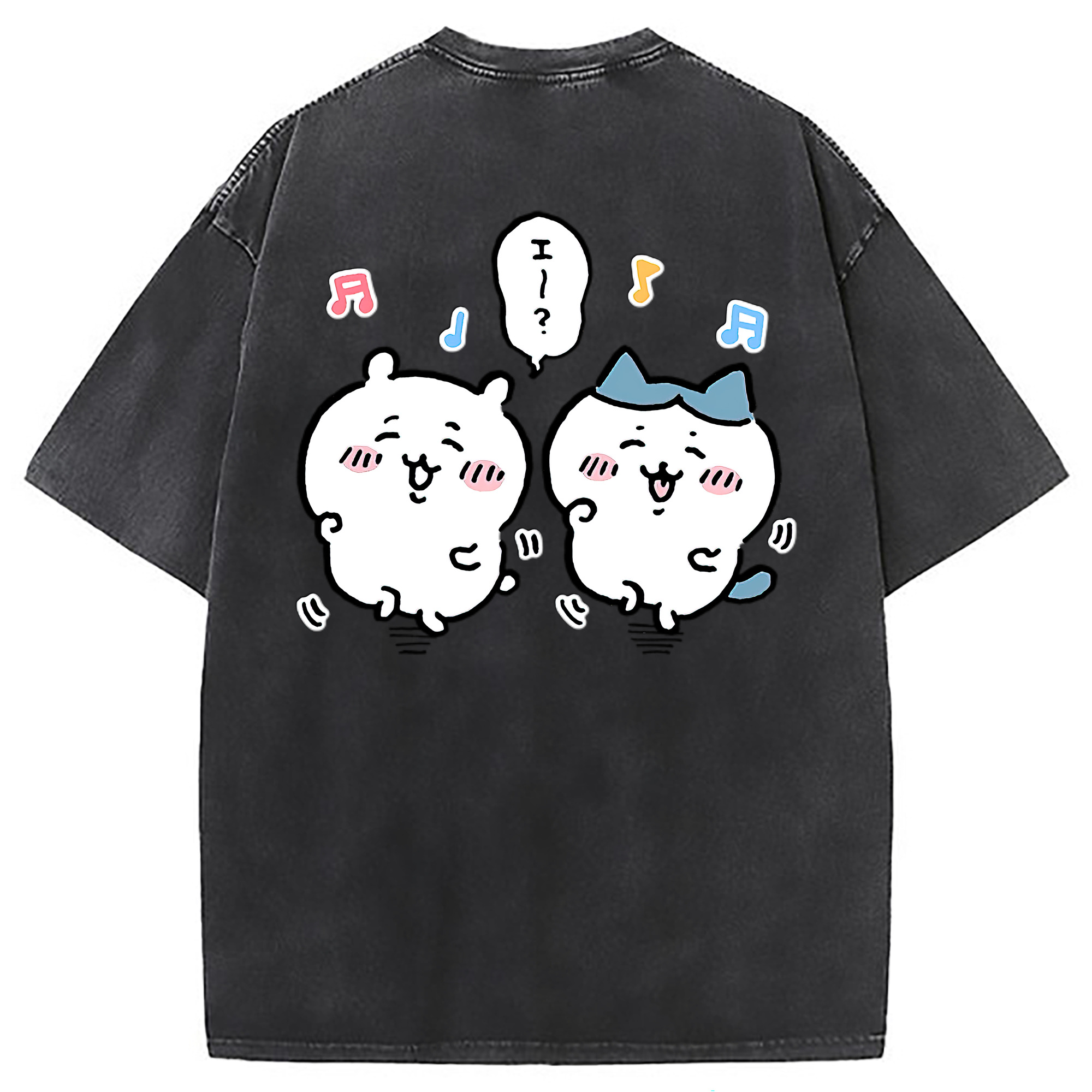 （画像用） ちいかわ ハチワレ Chii-kawa hachiware 綿100% ヴィンテージ風 半袖Tシャツ（背面プリント）