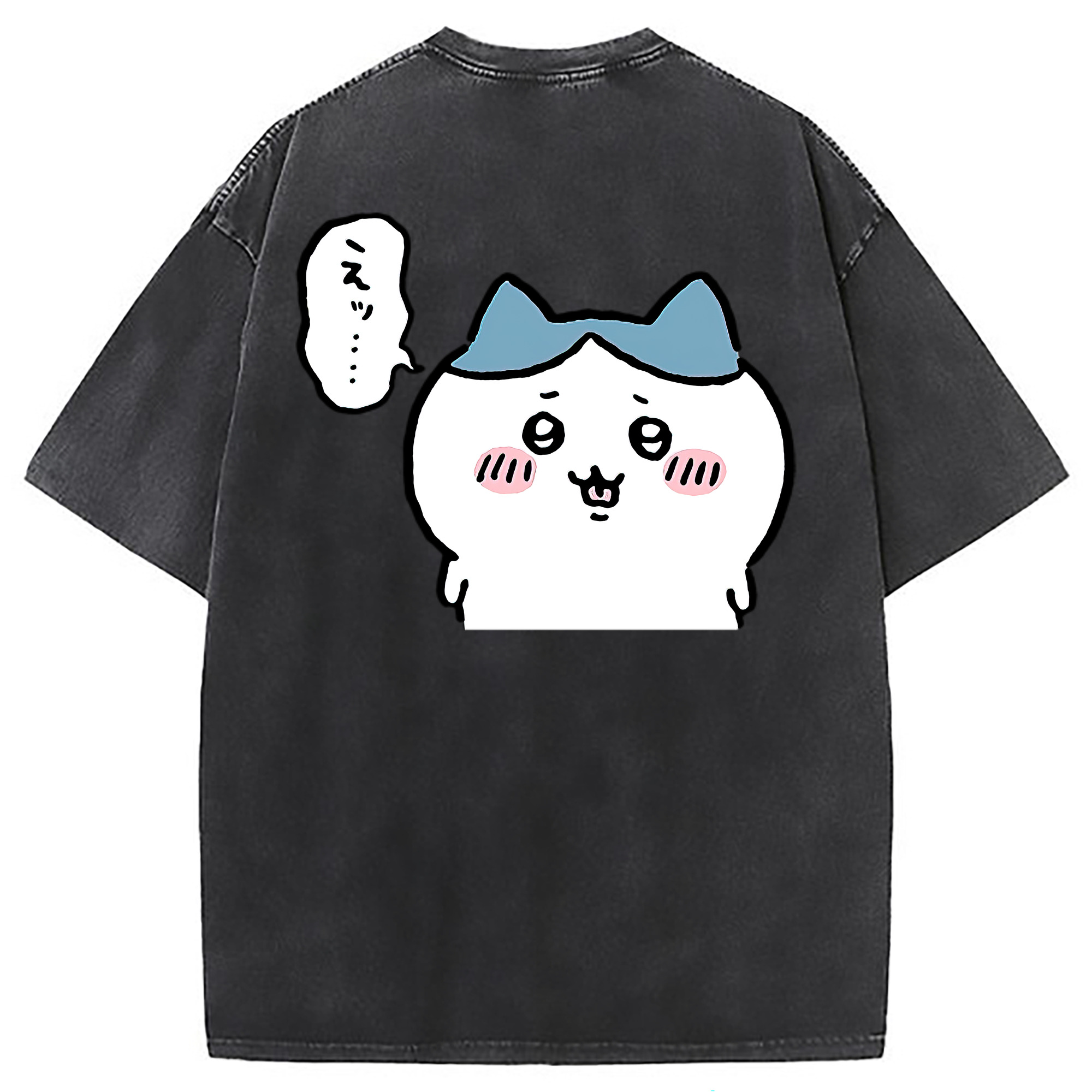 （画像用） ちいかわ ハチワレ Chii-kawa hachiware 綿100% ヴィンテージ風 半袖Tシャツ（背面プリント）