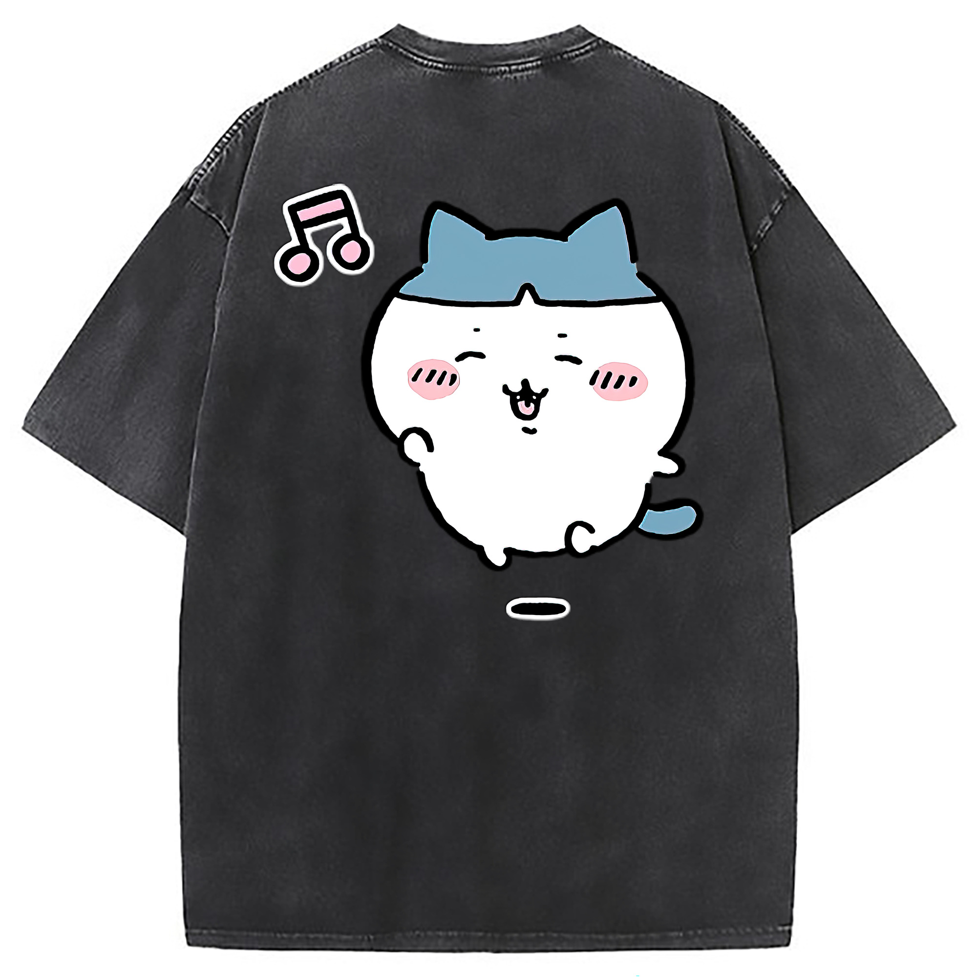 （画像用） ちいかわ ハチワレ Chii-kawa hachiware 綿100% ヴィンテージ風 半袖Tシャツ（背面プリント）