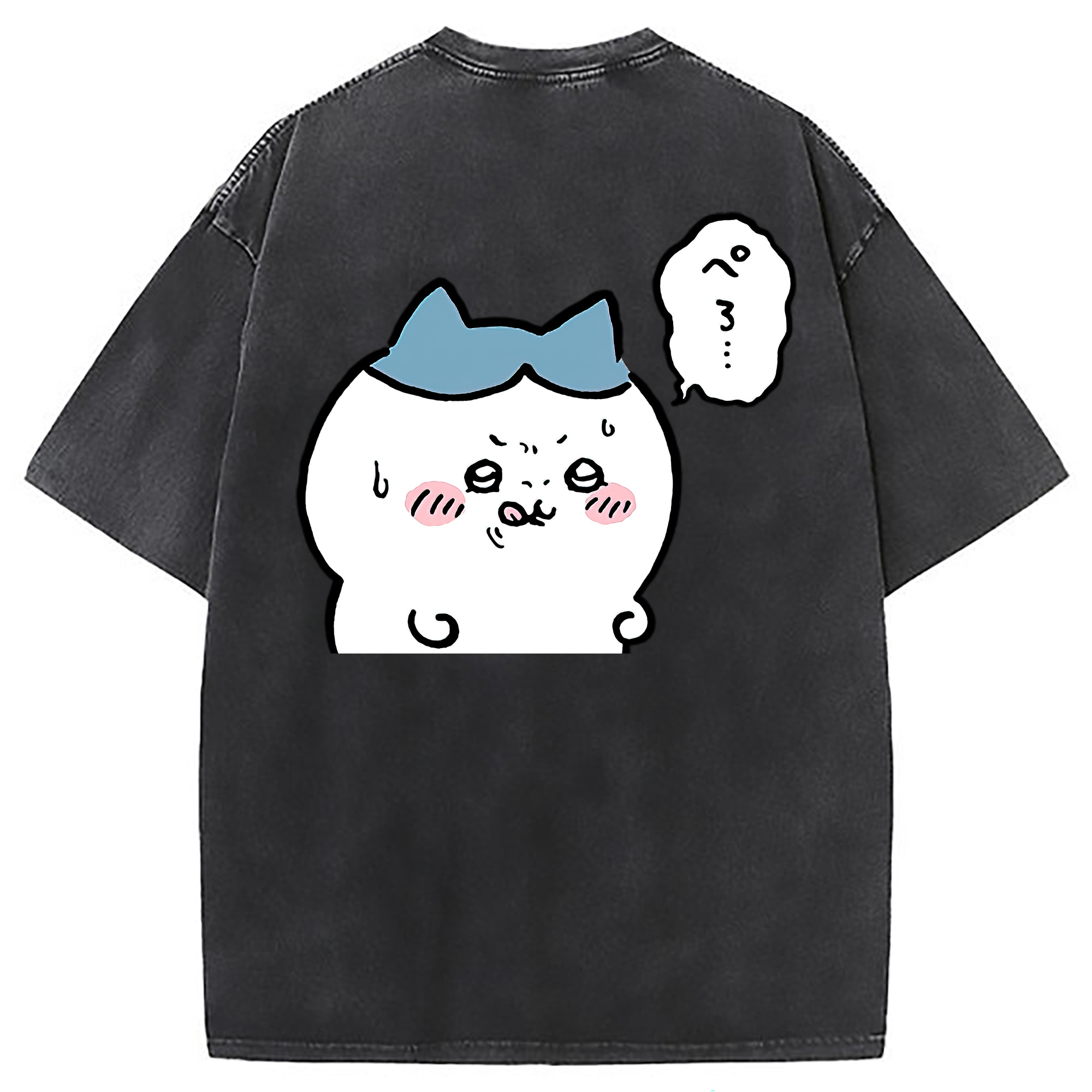 （画像用） ちいかわ ハチワレ Chii-kawa hachiware 綿100% ヴィンテージ風 半袖Tシャツ（背面プリント）