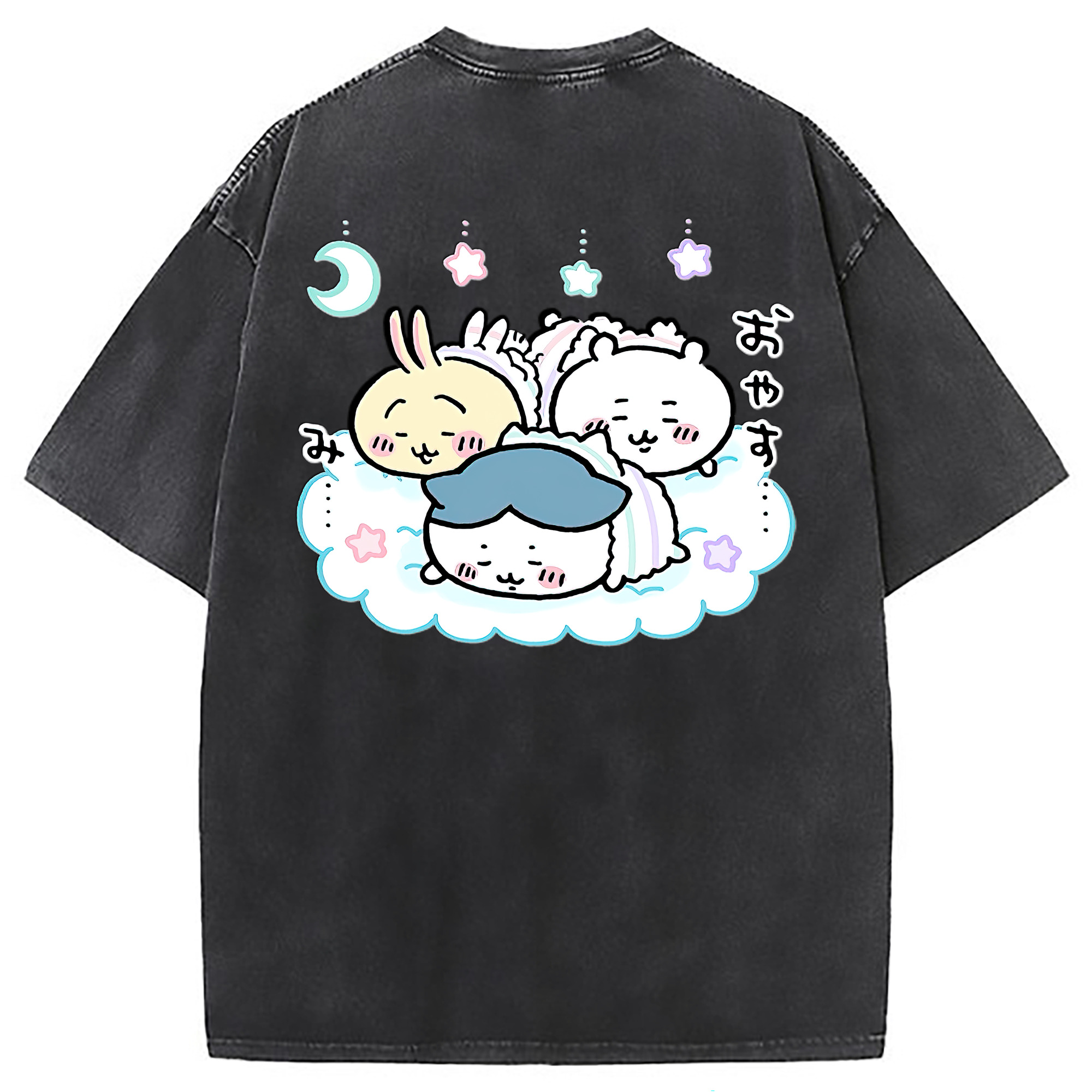 （画像用） ちいかわ ハチワレ Chii-kawa hachiware 綿100% ヴィンテージ風 半袖Tシャツ（背面プリント）