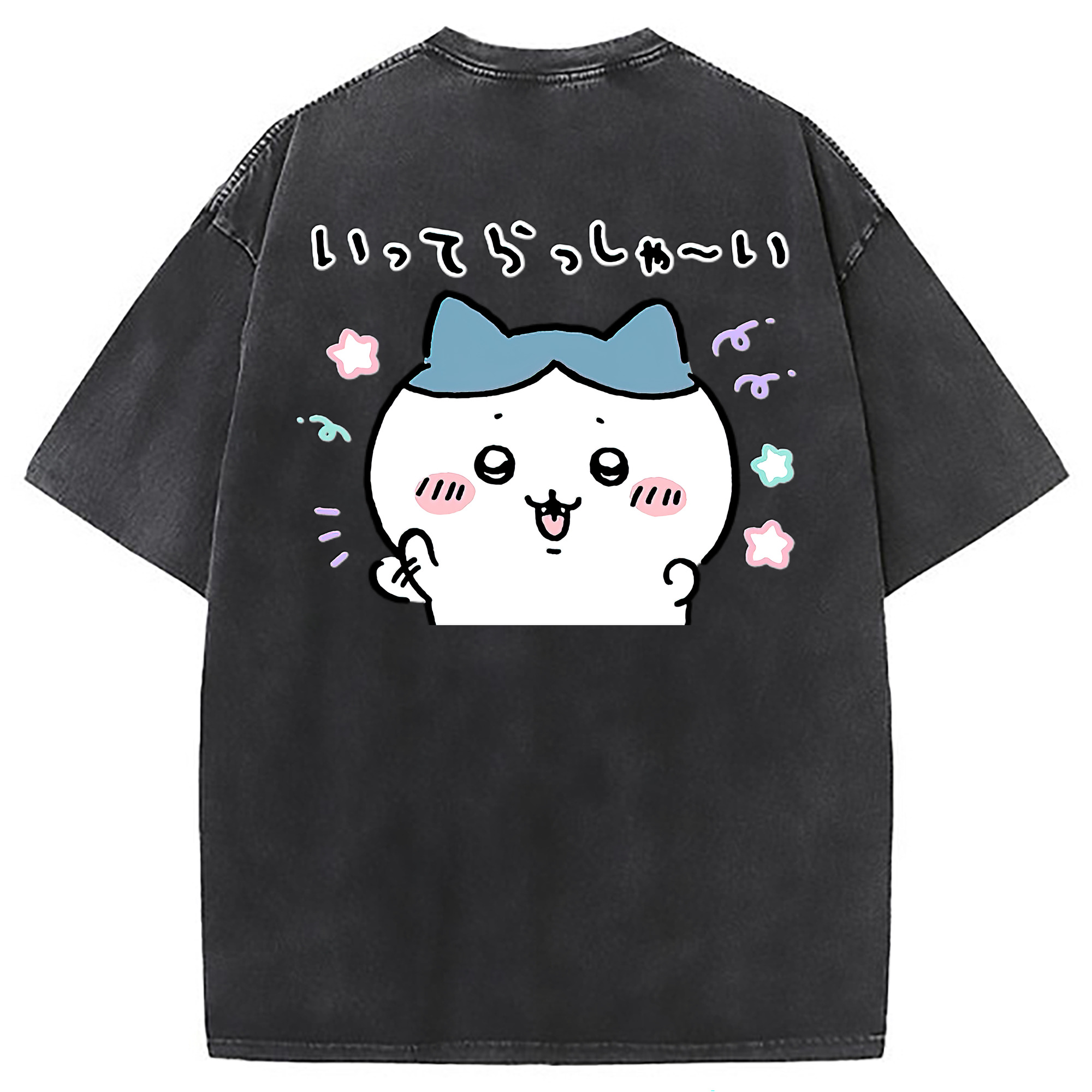 （画像用） ちいかわ ハチワレ Chii-kawa hachiware 綿100% ヴィンテージ風 半袖Tシャツ（背面プリント）