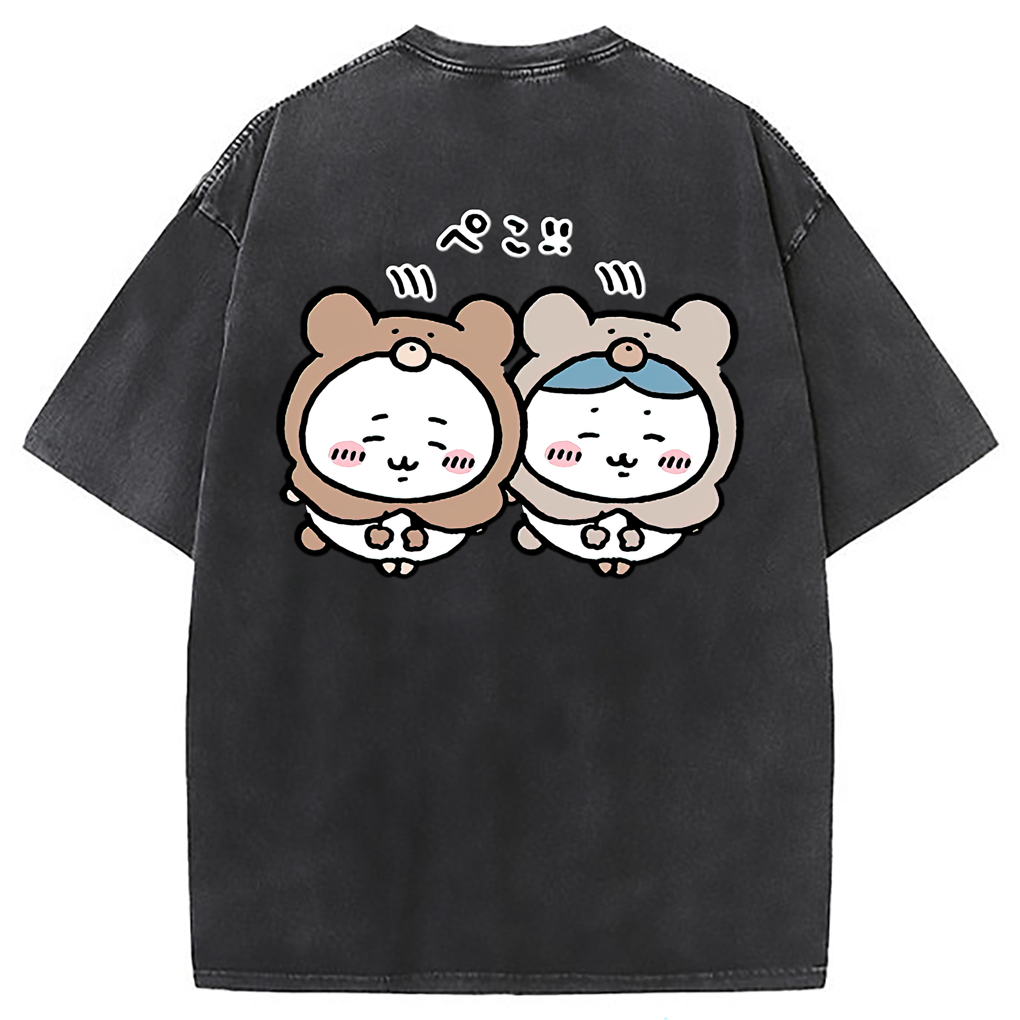 （画像用） ちいかわ ハチワレ Chii-kawa hachiware 綿100% ヴィンテージ風 半袖Tシャツ（背面プリント）
