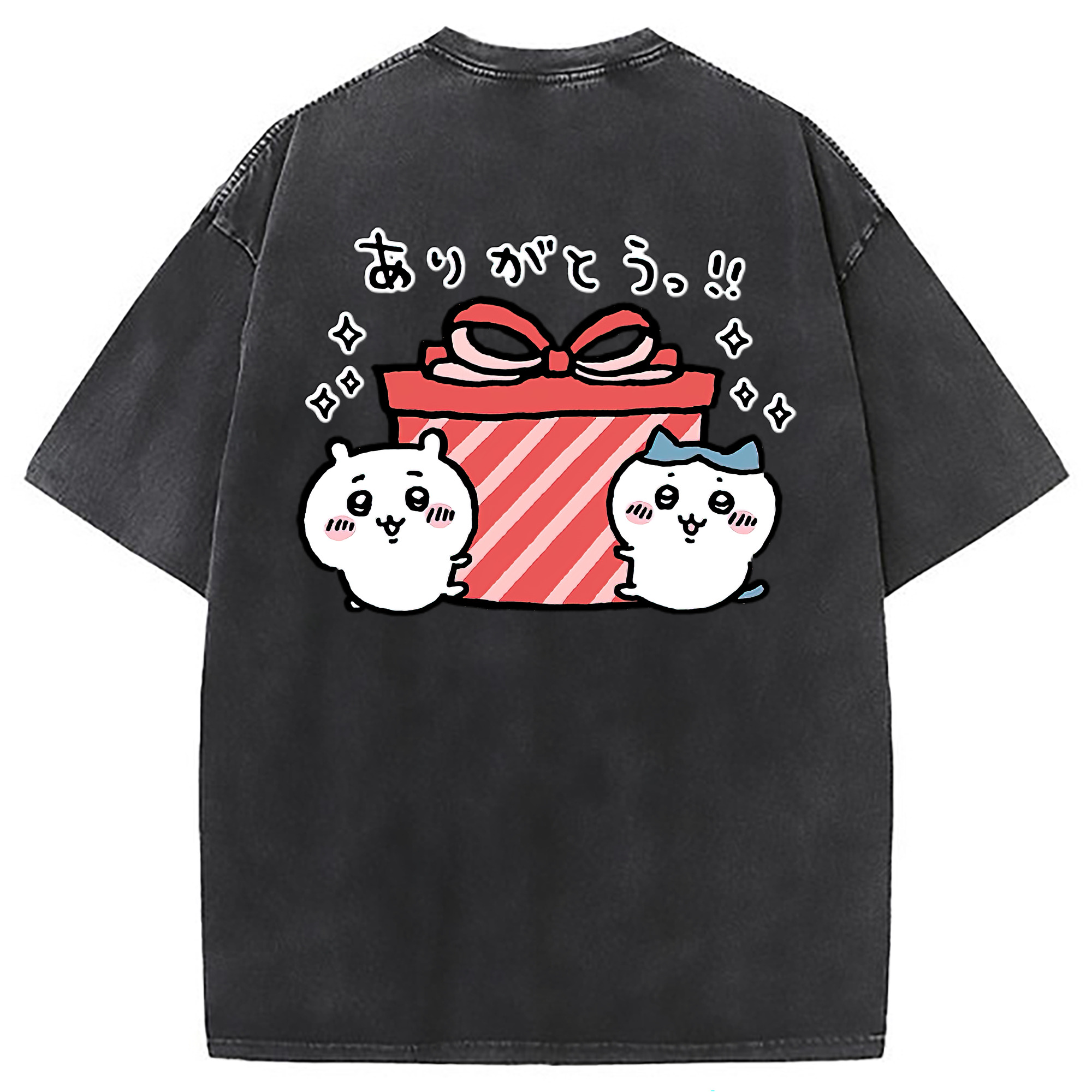 （画像用） ちいかわ ハチワレ Chii-kawa hachiware 綿100% ヴィンテージ風 半袖Tシャツ（背面プリント）