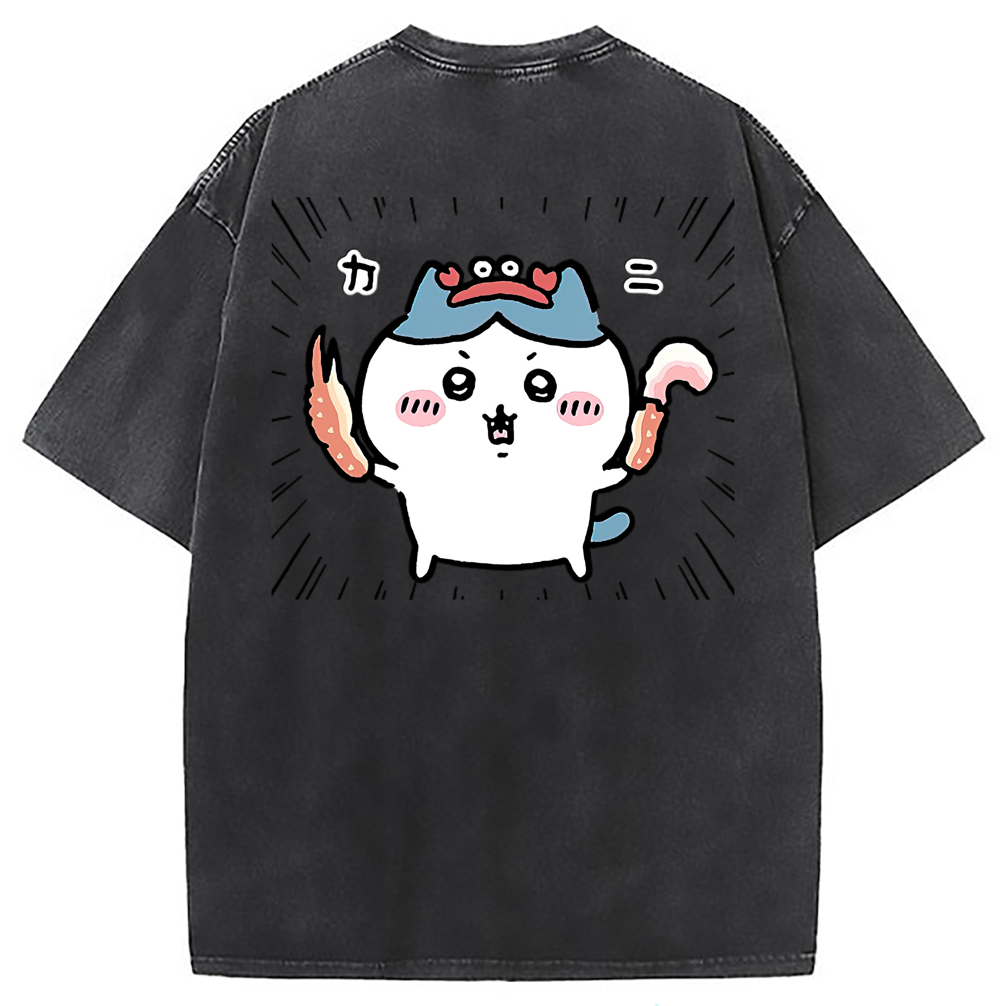 （画像用） ちいかわ ハチワレ Chii-kawa hachiware 綿100% ヴィンテージ風 半袖Tシャツ（背面プリント）