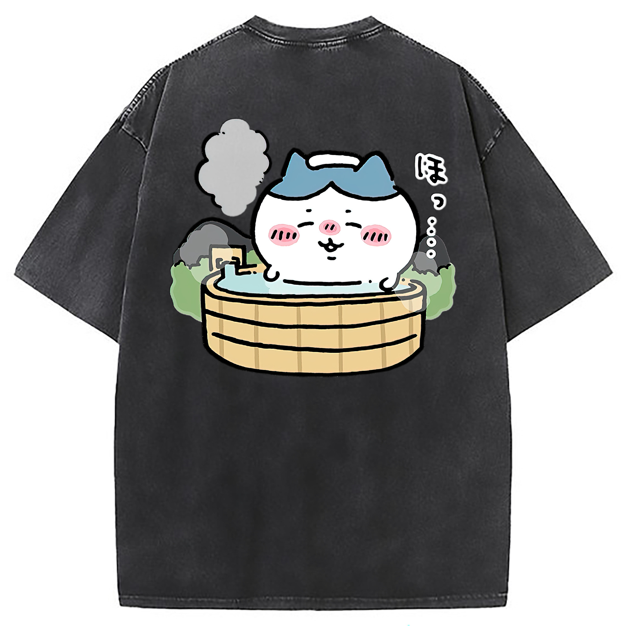 （画像用） ちいかわ ハチワレ Chii-kawa hachiware 綿100% ヴィンテージ風 半袖Tシャツ（背面プリント）