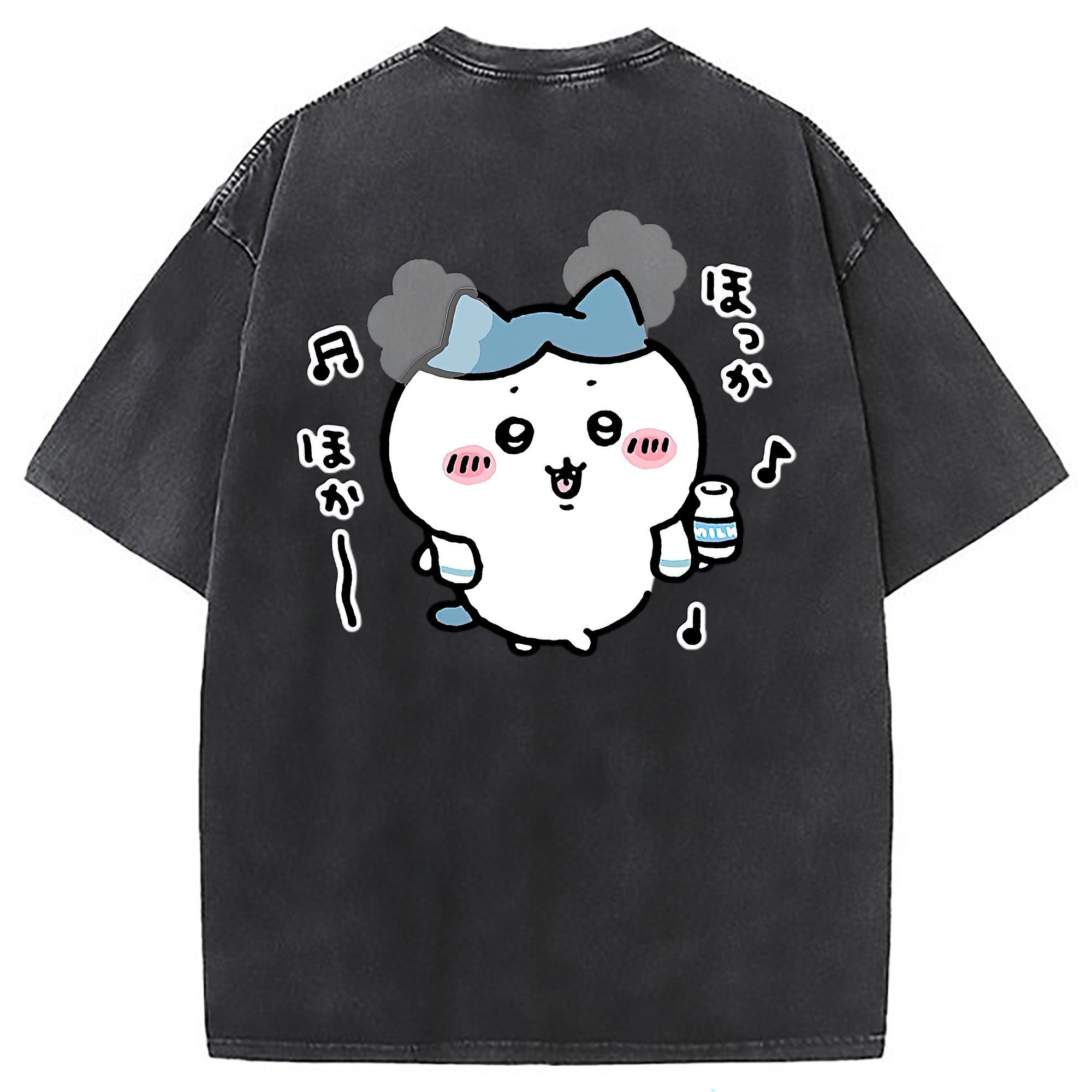 （画像用） ちいかわ ハチワレ Chii-kawa hachiware 綿100% ヴィンテージ風 半袖Tシャツ（背面プリント）