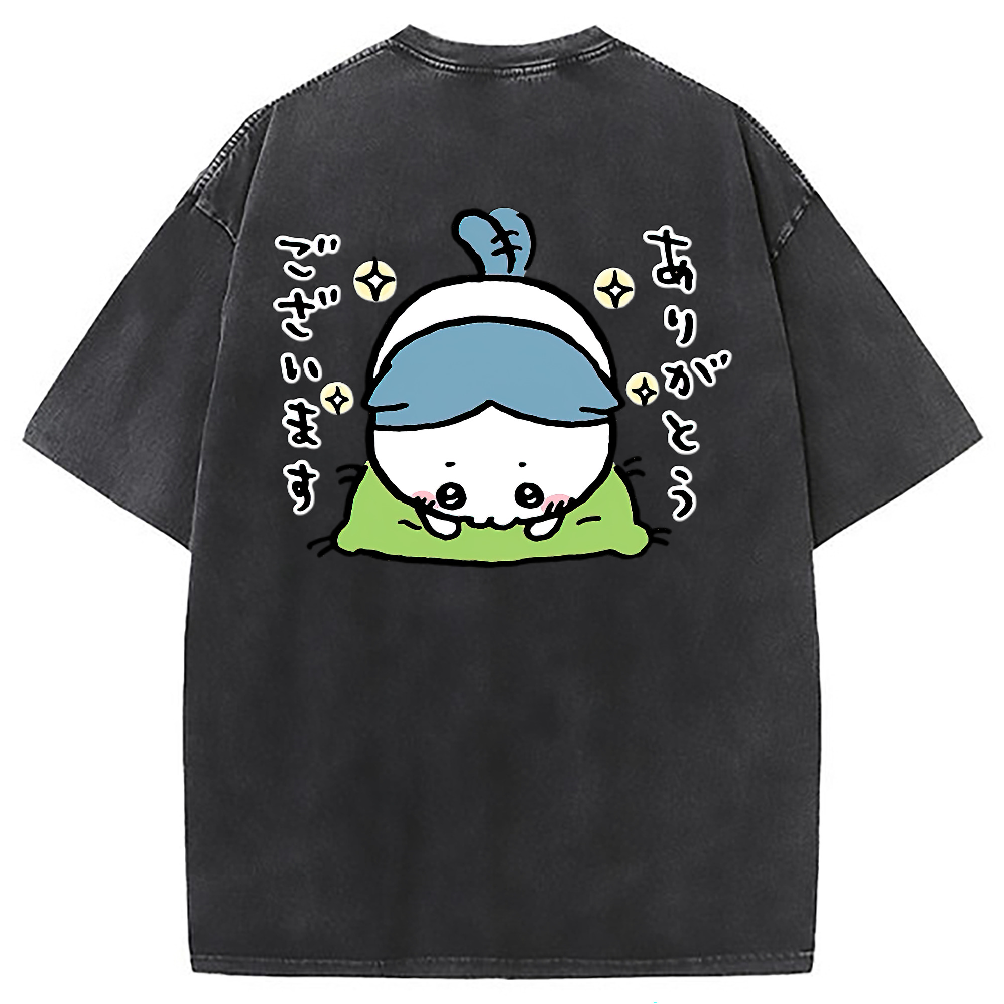 （画像用） ちいかわ ハチワレ Chii-kawa hachiware 綿100% ヴィンテージ風 半袖Tシャツ（背面プリント）