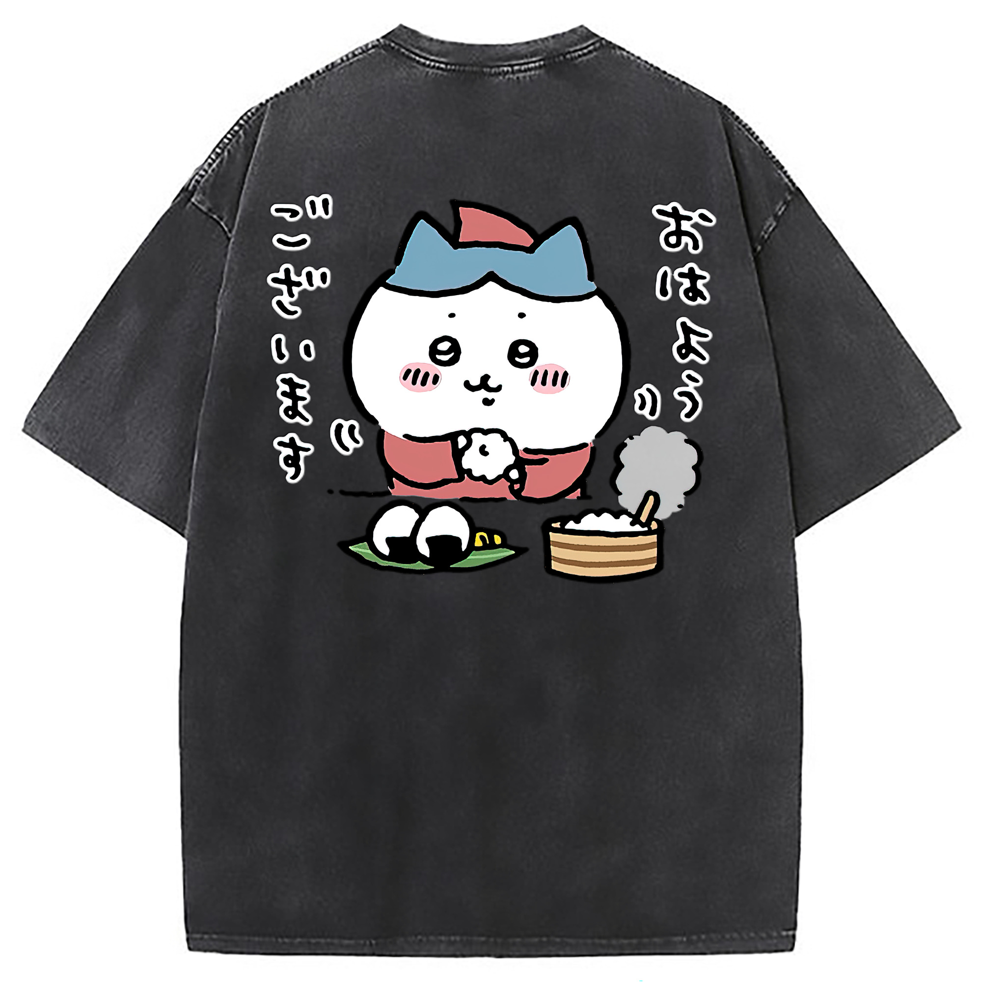 （画像用） ちいかわ ハチワレ Chii-kawa hachiware 綿100% ヴィンテージ風 半袖Tシャツ（背面プリント）