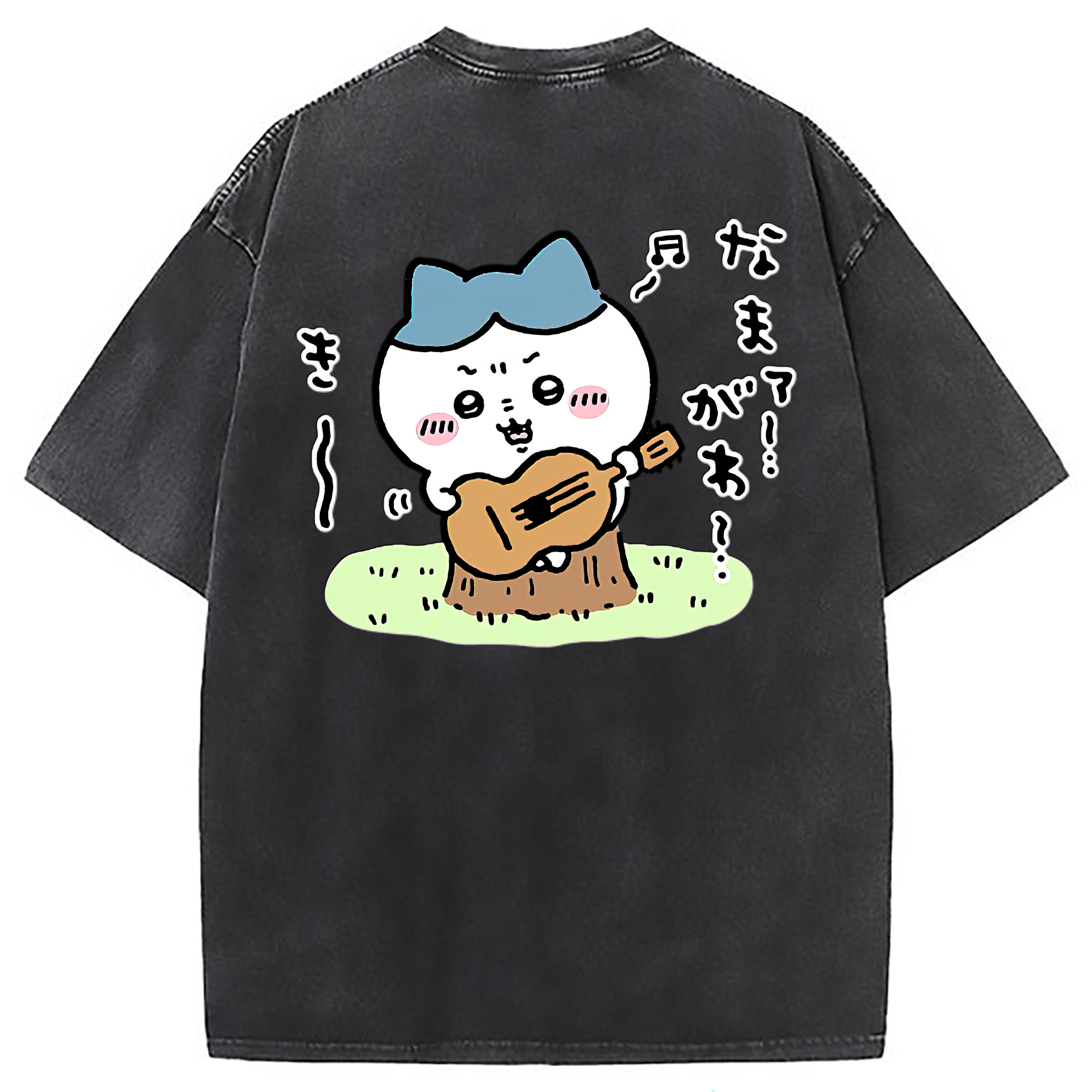 （画像用） ちいかわ ハチワレ Chii-kawa hachiware 綿100% ヴィンテージ風 半袖Tシャツ（背面プリント）