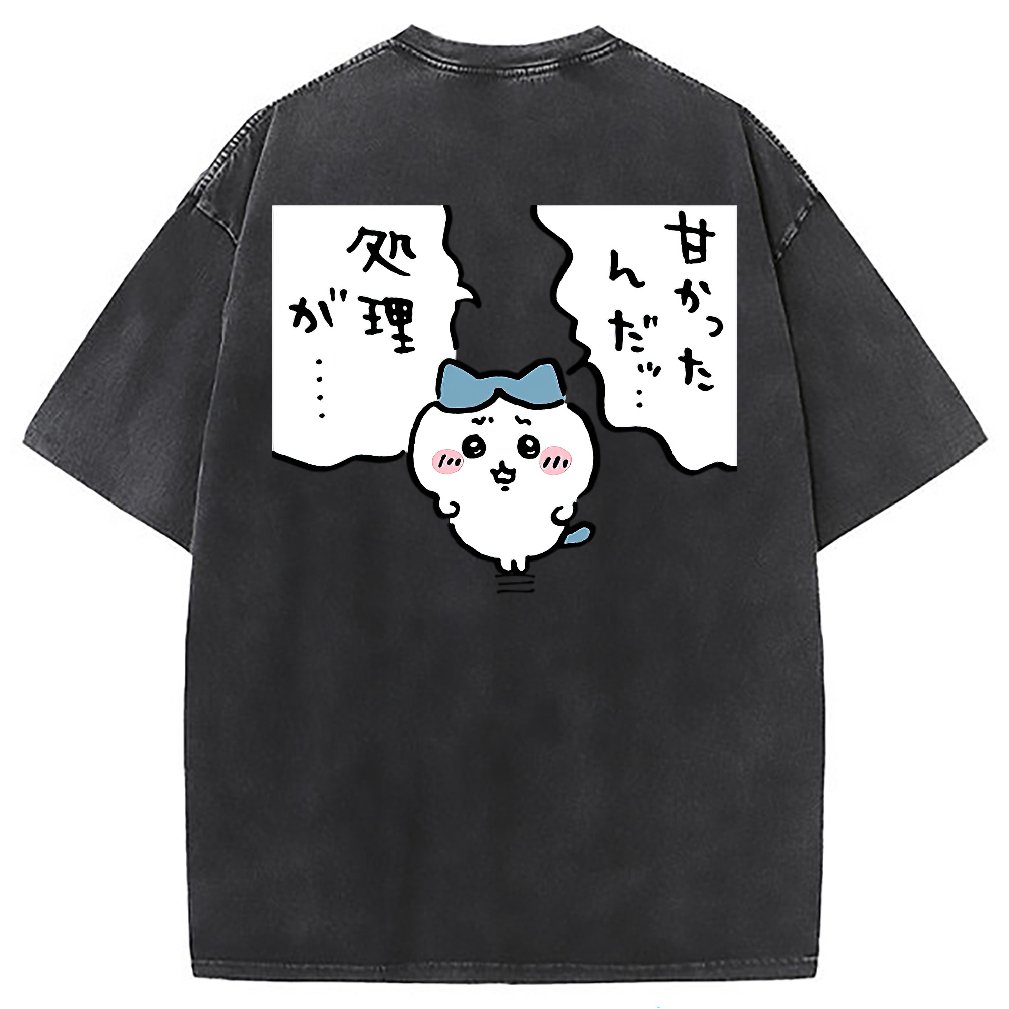 （画像用） ちいかわ ハチワレ Chii-kawa hachiware 綿100% ヴィンテージ風 半袖Tシャツ（背面プリント）