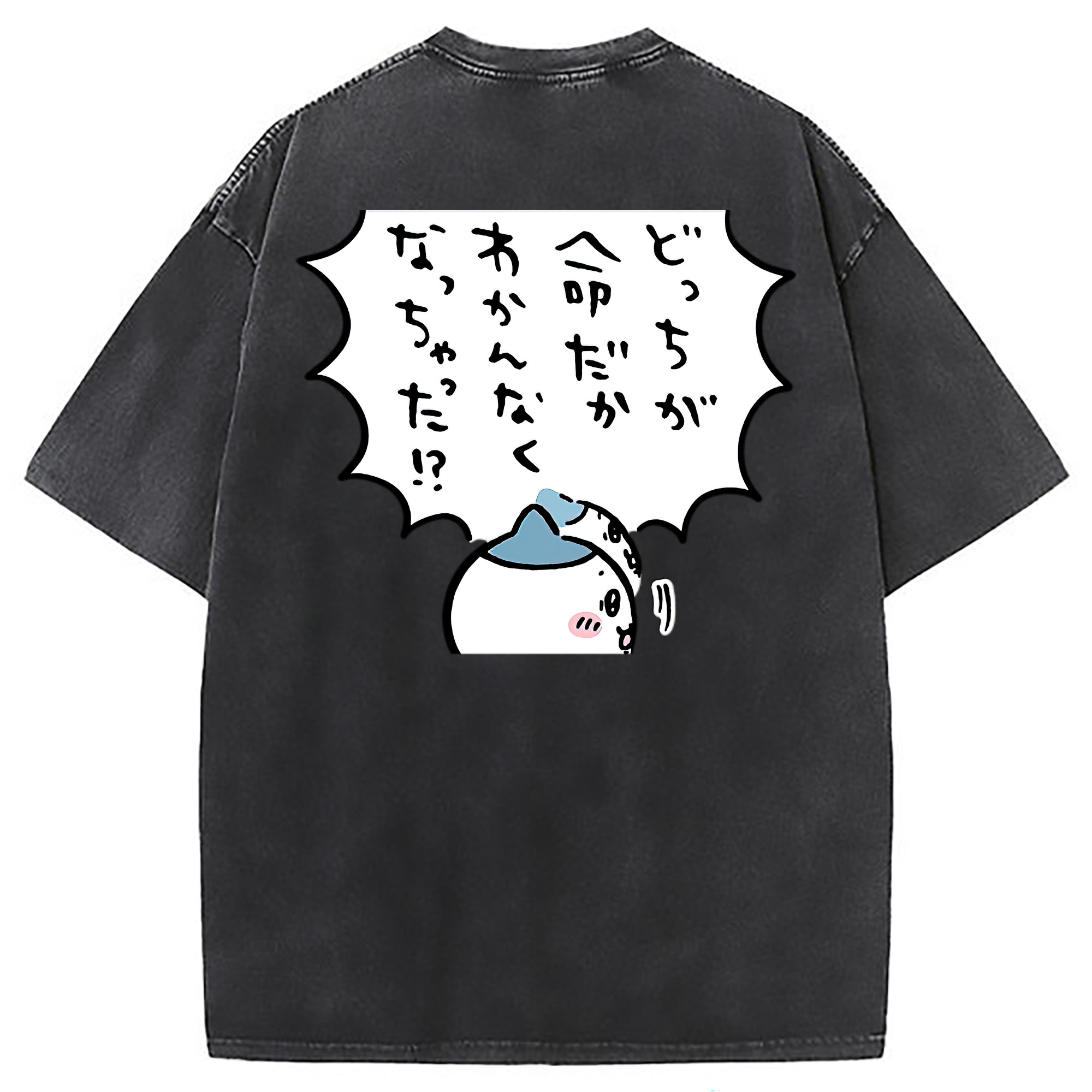 （画像用） ちいかわ ハチワレ Chii-kawa hachiware 綿100% ヴィンテージ風 半袖Tシャツ（背面プリント）