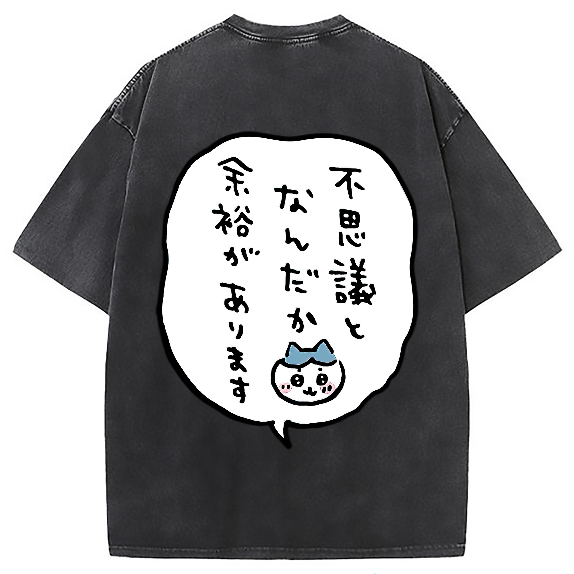 （画像用） ちいかわ ハチワレ Chii-kawa hachiware 綿100% ヴィンテージ風 半袖Tシャツ（背面プリント）