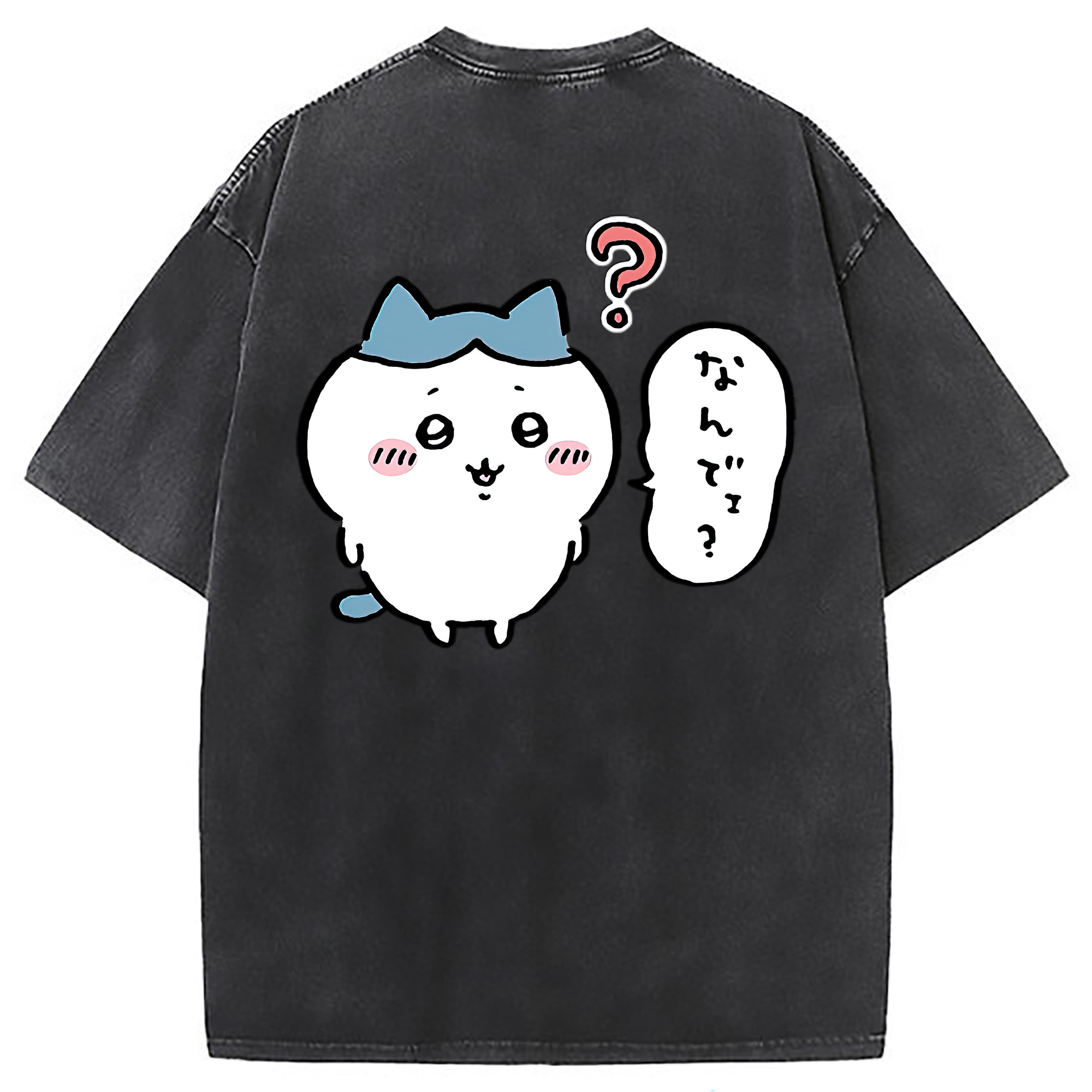 （画像用） ちいかわ ハチワレ Chii-kawa hachiware 綿100% ヴィンテージ風 半袖Tシャツ（背面プリント）