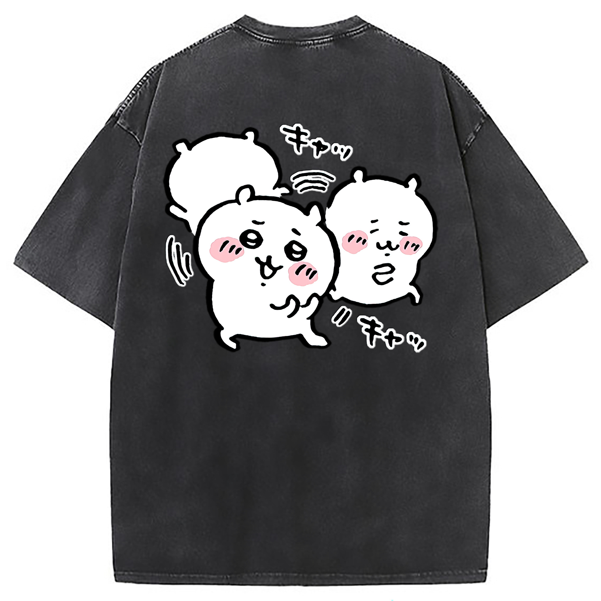 （画像用） ちいかわ ちいかわ Chii-kawa chiikawa 綿100% ヴィンテージ風 半袖Tシャツ（背面プリント）