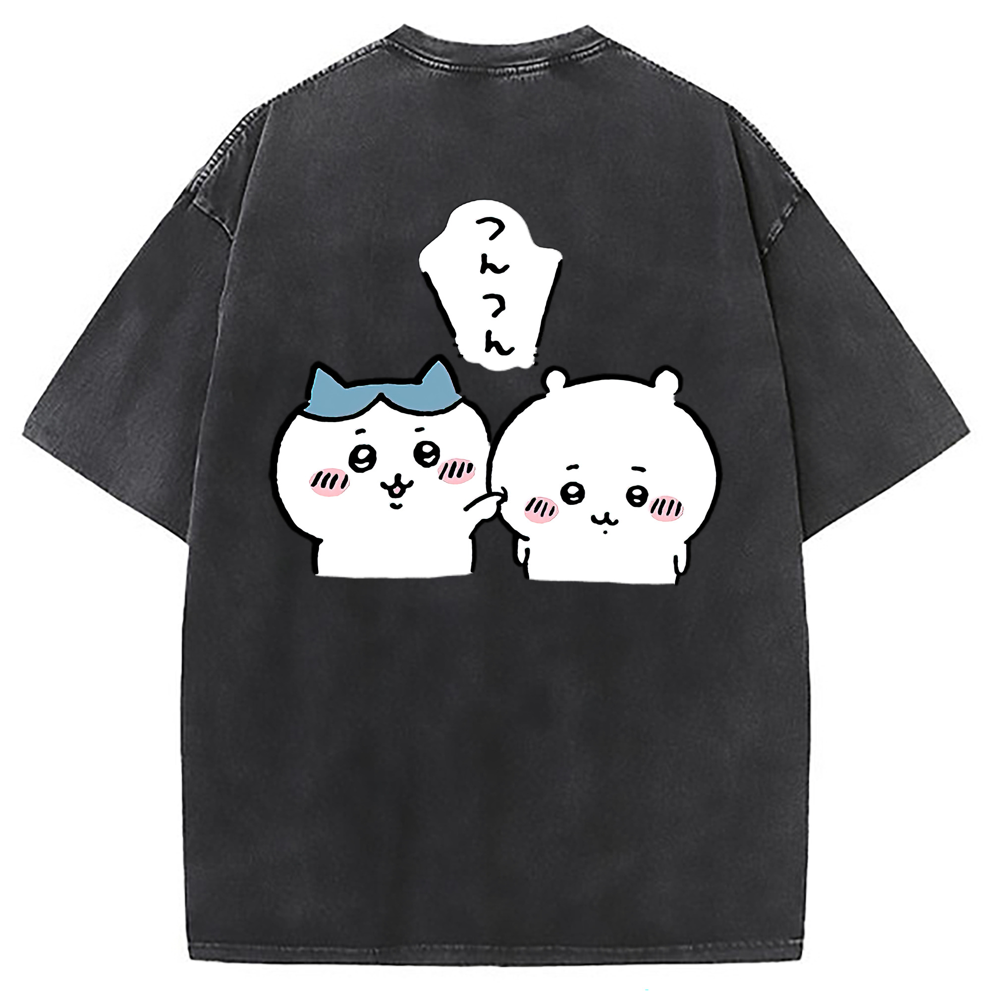 （画像用） ちいかわ ちいかわ Chii-kawa chiikawa 綿100% ヴィンテージ風 半袖Tシャツ（背面プリント）