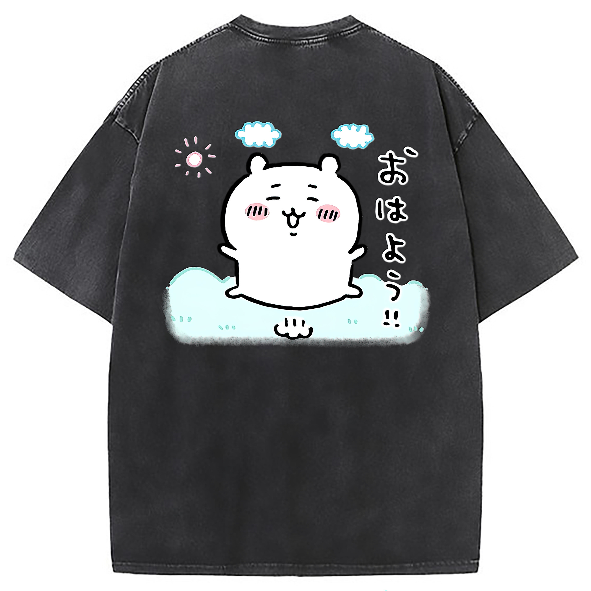 （画像用） ちいかわ ちいかわ Chii-kawa chiikawa 綿100% ヴィンテージ風 半袖Tシャツ（背面プリント）