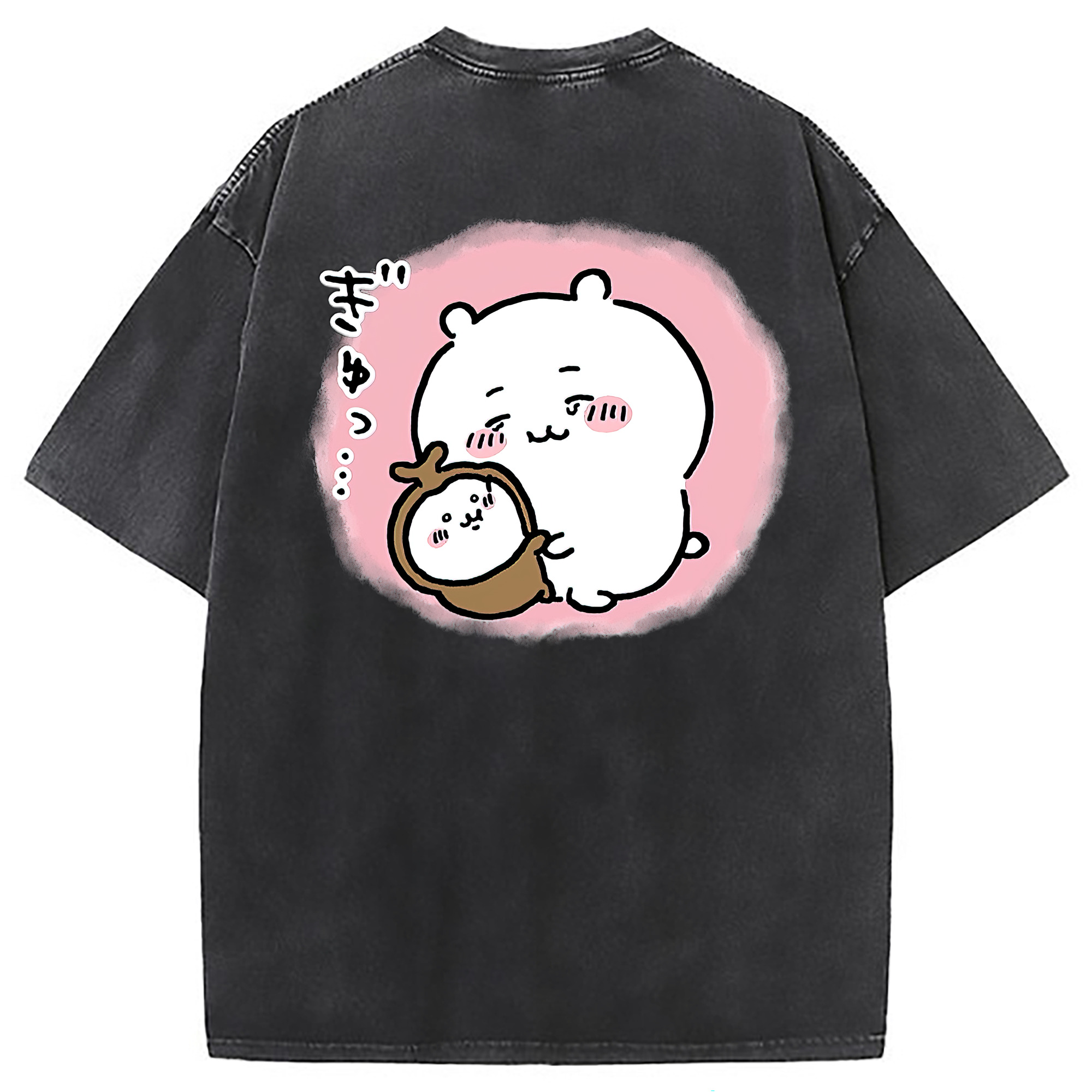 （画像用） ちいかわ ちいかわ Chii-kawa chiikawa 綿100% ヴィンテージ風 半袖Tシャツ（背面プリント）