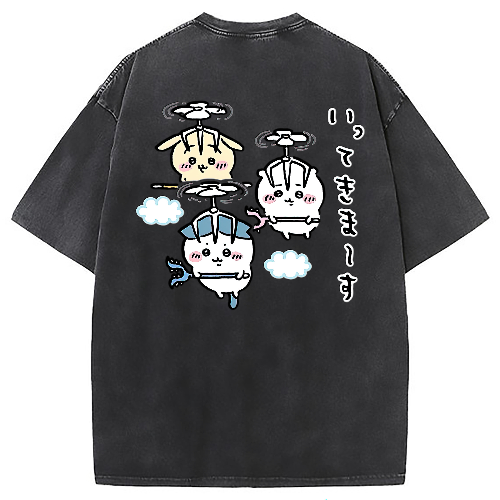 （画像用） ちいかわ ちいかわ Chii-kawa chiikawa 綿100% ヴィンテージ風 半袖Tシャツ（背面プリント）