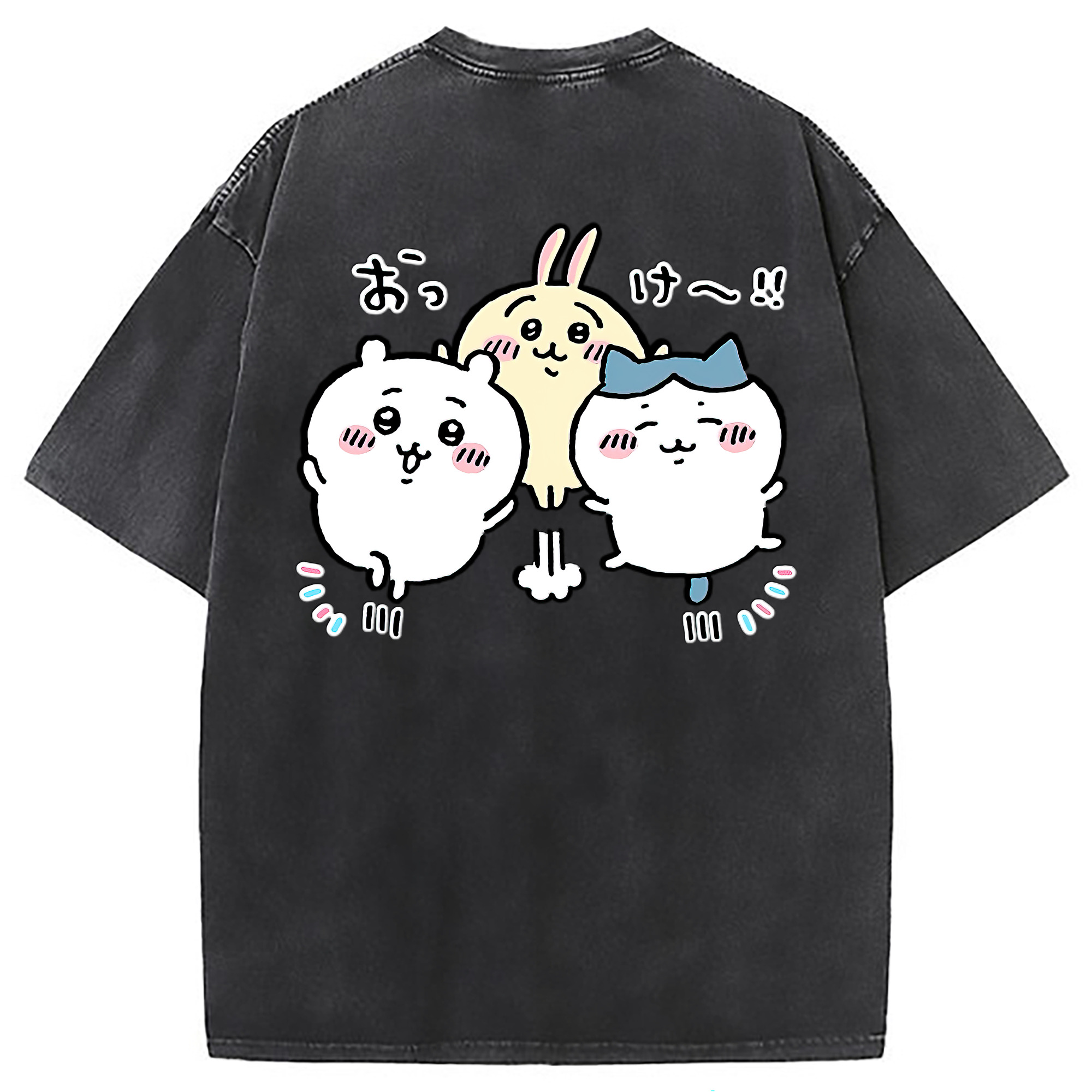 （画像用） ちいかわ ちいかわ Chii-kawa chiikawa 綿100% ヴィンテージ風 半袖Tシャツ（背面プリント）
