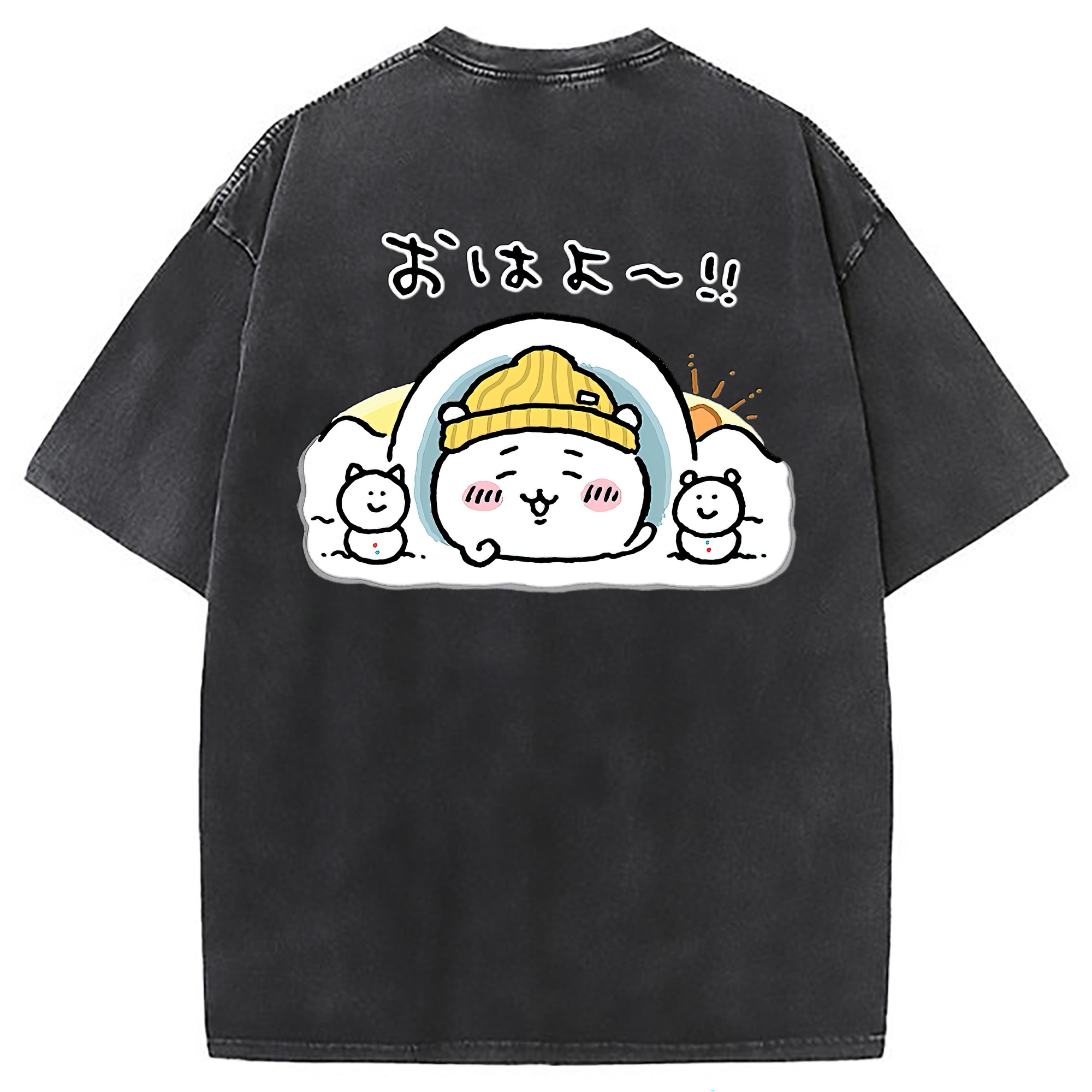 （画像用） ちいかわ ちいかわ Chii-kawa chiikawa 綿100% ヴィンテージ風 半袖Tシャツ（背面プリント）