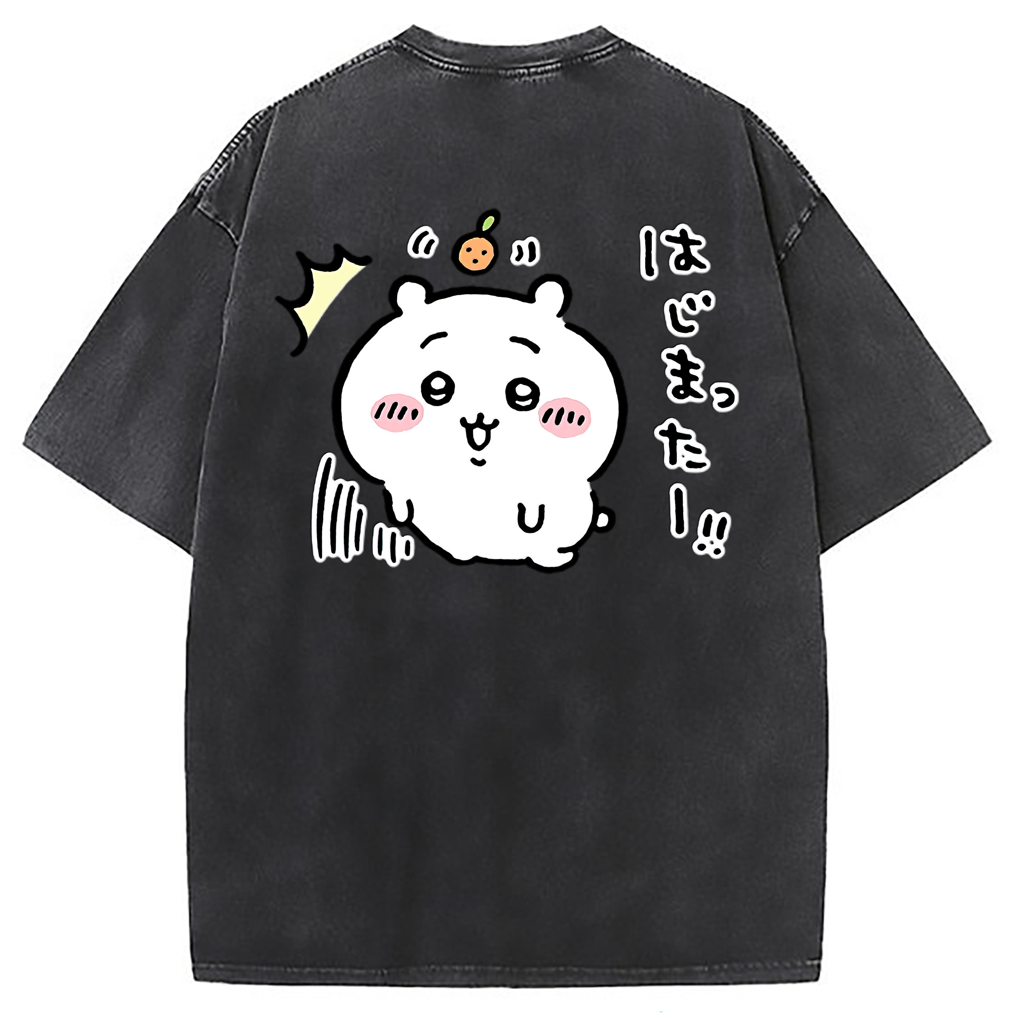 （画像用） ちいかわ ちいかわ Chii-kawa chiikawa 綿100% ヴィンテージ風 半袖Tシャツ（背面プリント）