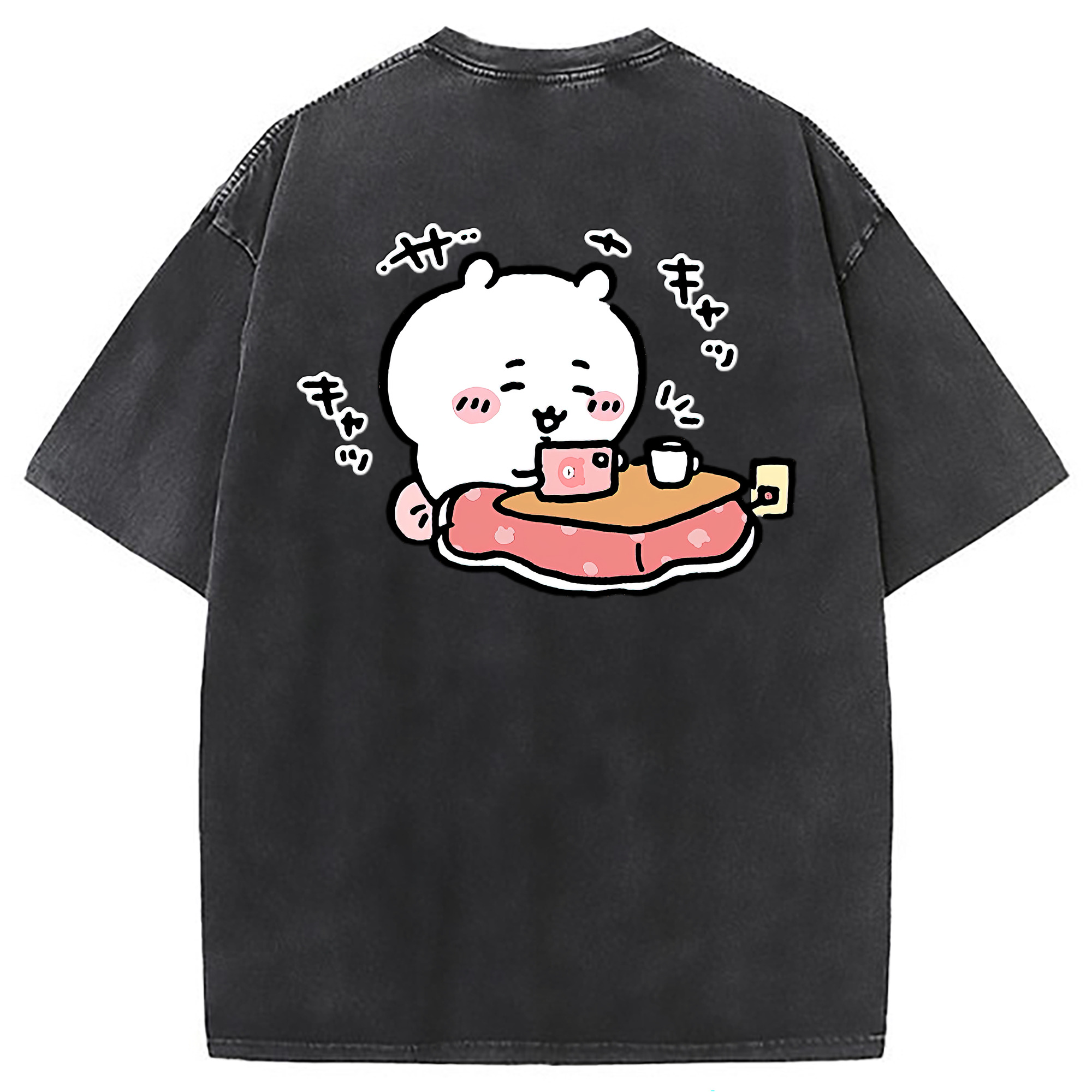 （画像用） ちいかわ ちいかわ Chii-kawa chiikawa 綿100% ヴィンテージ風 半袖Tシャツ（背面プリント）