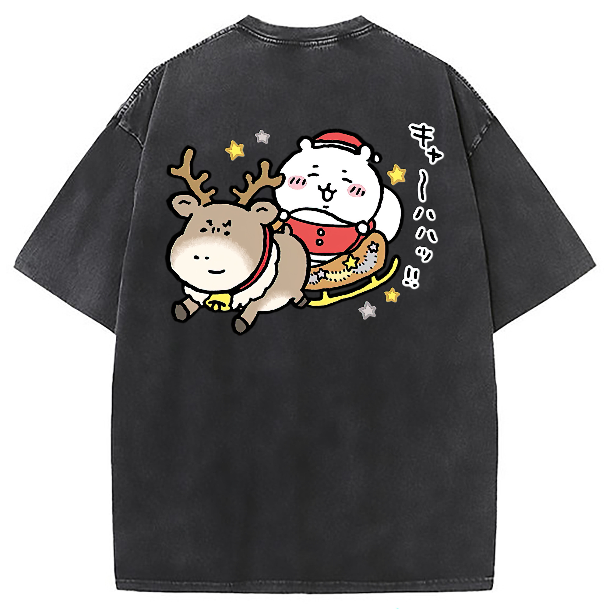 （画像用） ちいかわ ちいかわ Chii-kawa chiikawa 綿100% ヴィンテージ風 半袖Tシャツ（背面プリント）