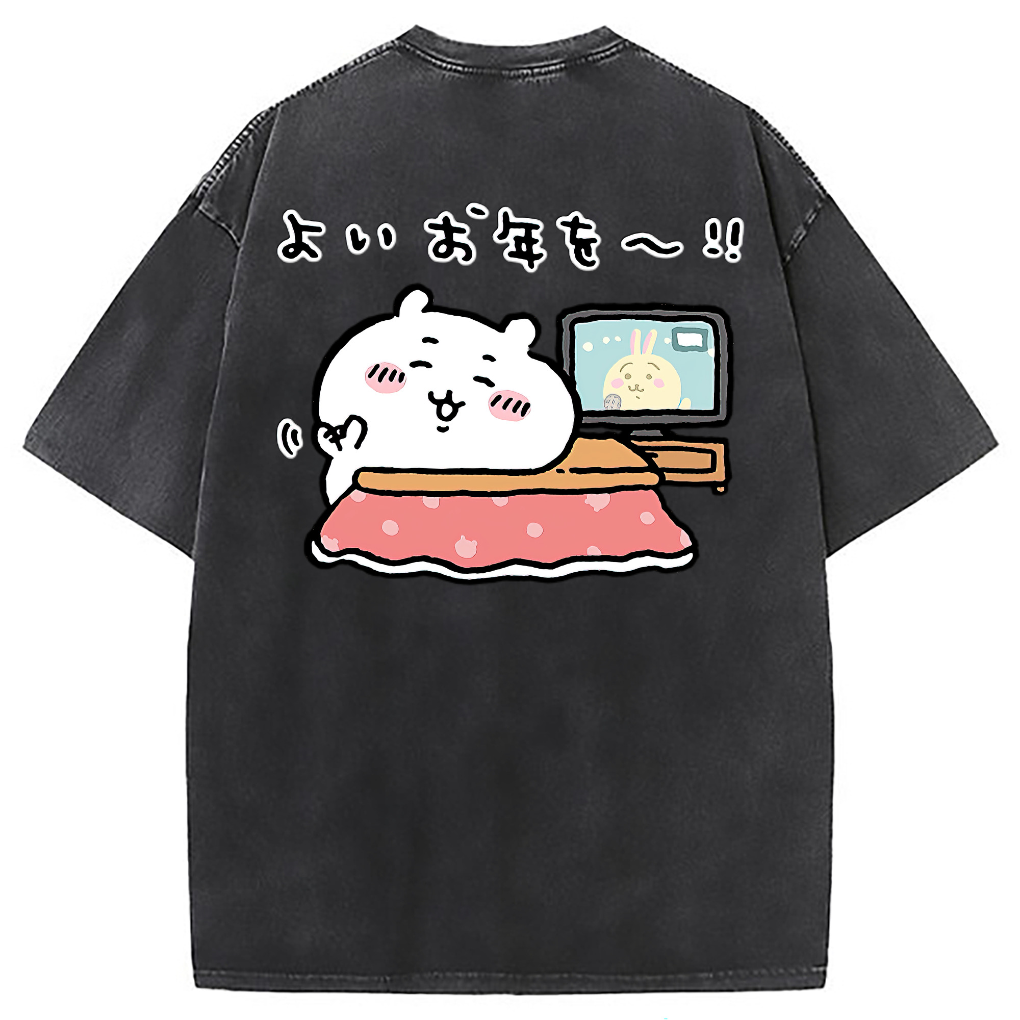（画像用） ちいかわ ちいかわ Chii-kawa chiikawa 綿100% ヴィンテージ風 半袖Tシャツ（背面プリント）