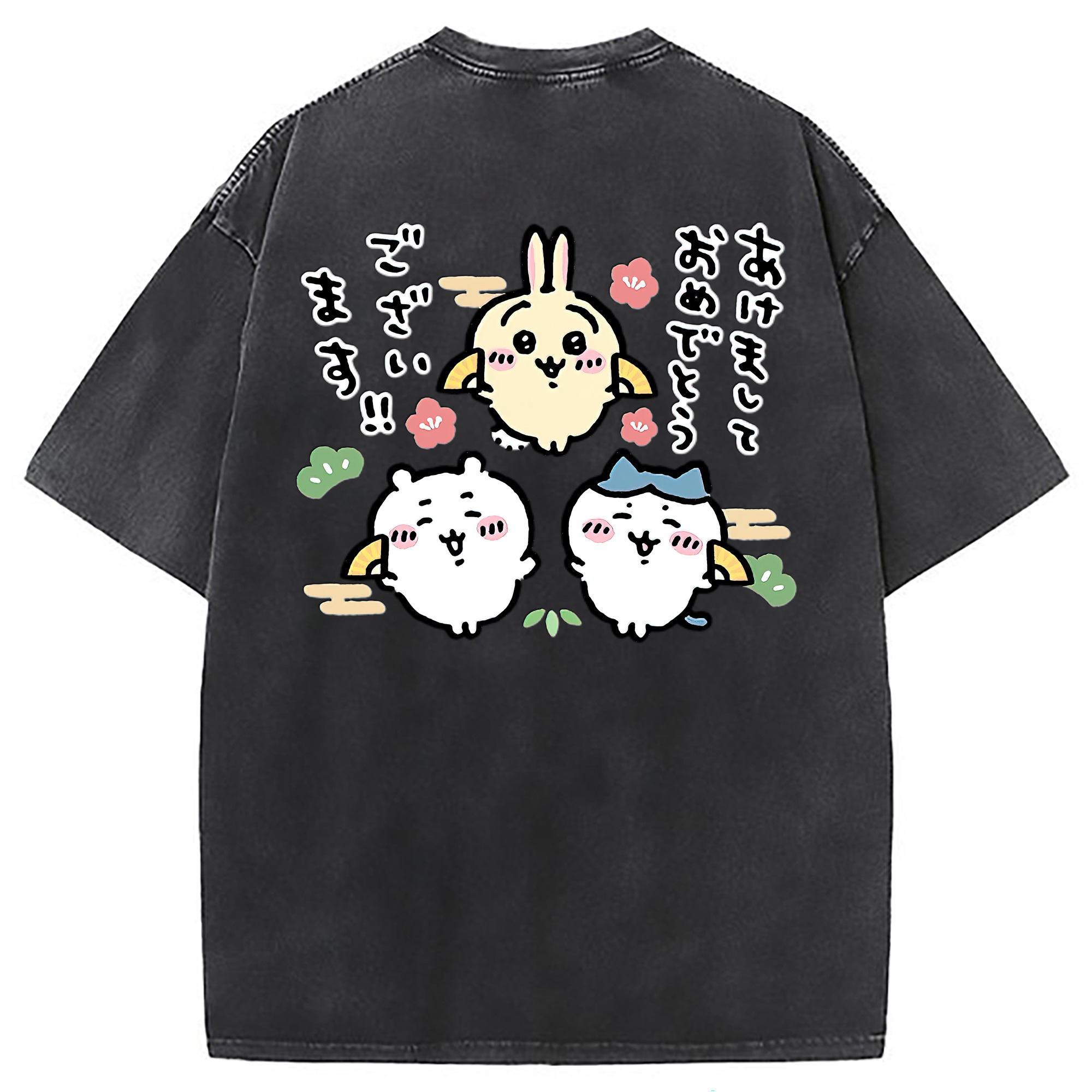 （画像用） ちいかわ ちいかわ Chii-kawa chiikawa 綿100% ヴィンテージ風 半袖Tシャツ（背面プリント）