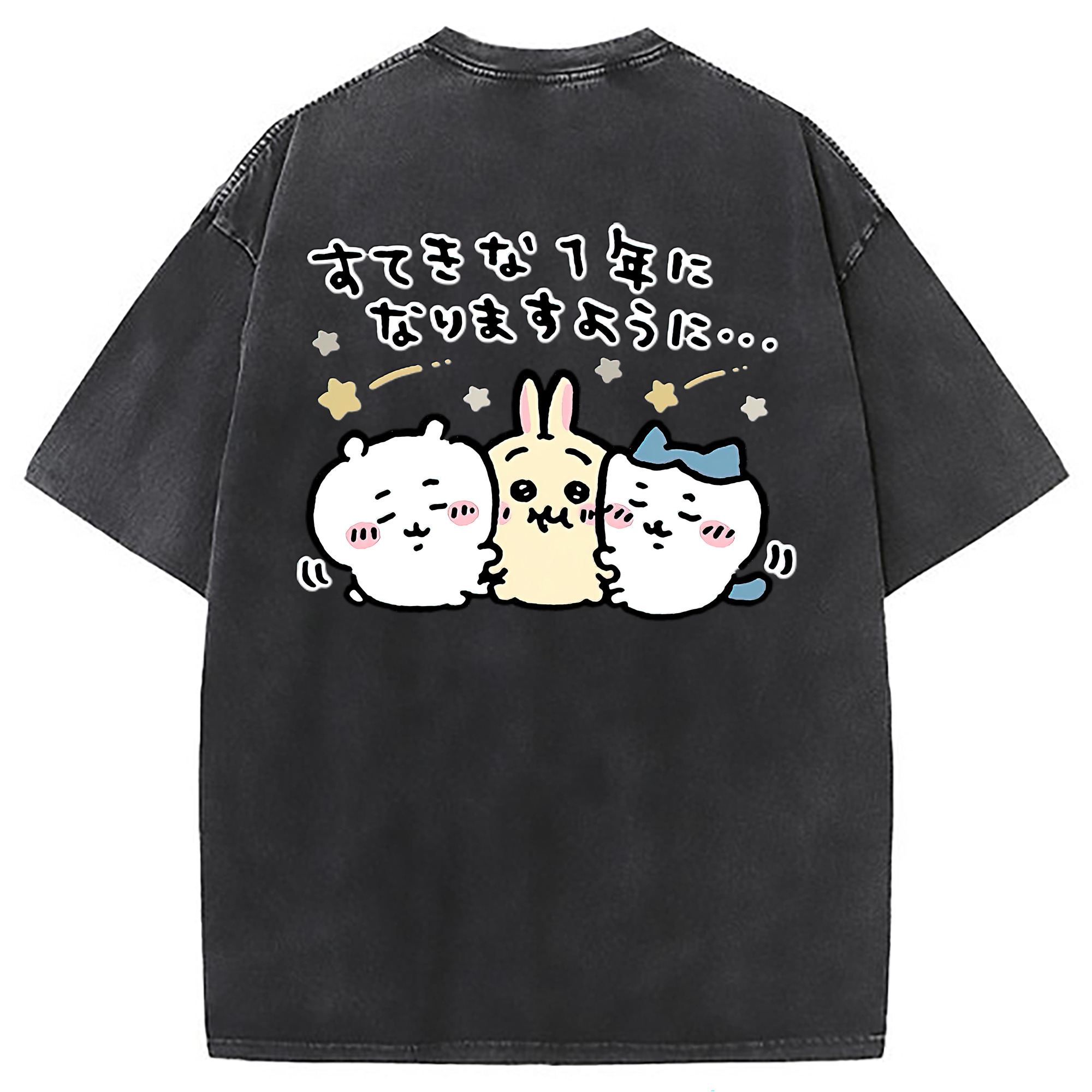 （画像用） ちいかわ ちいかわ Chii-kawa chiikawa 綿100% ヴィンテージ風 半袖Tシャツ（背面プリント）
