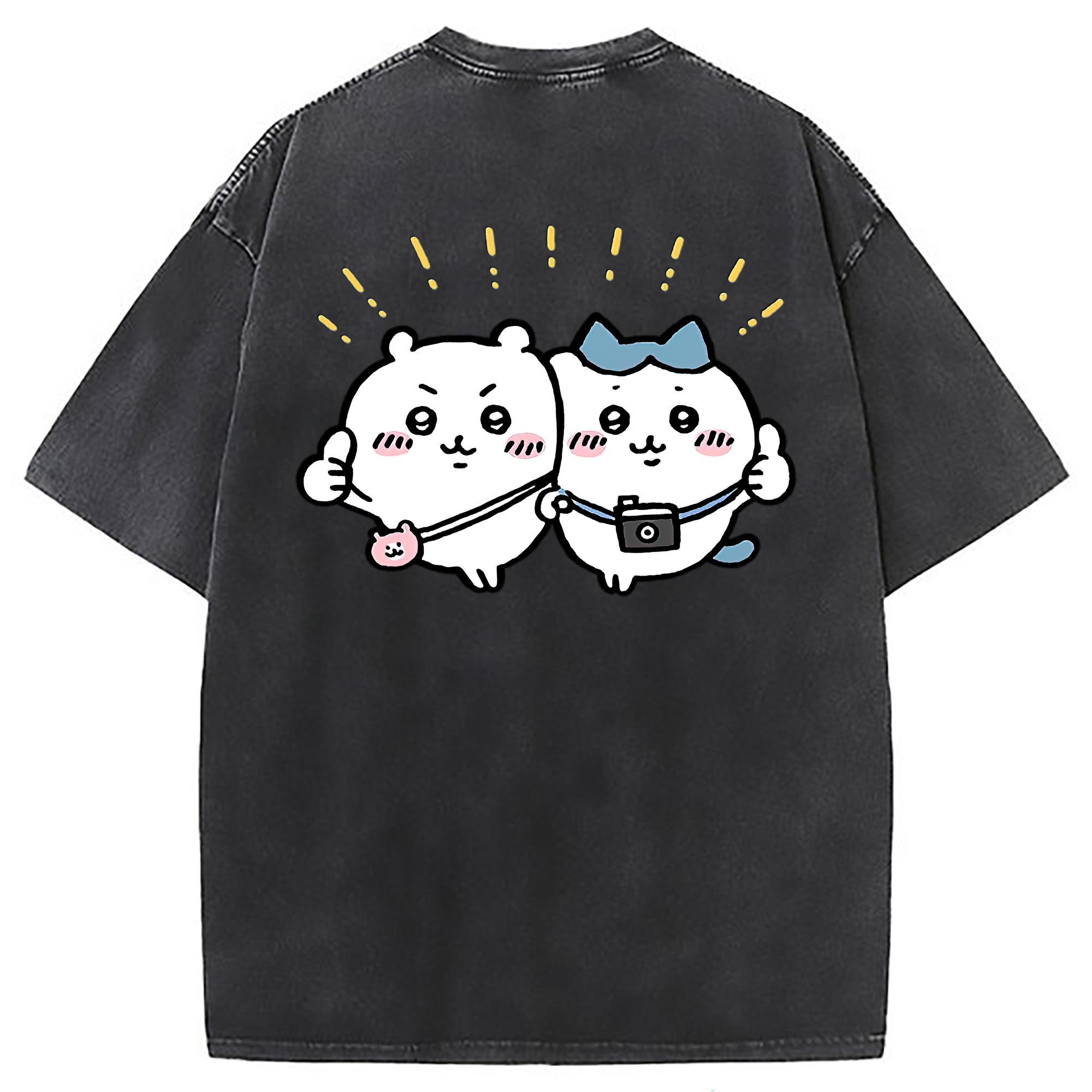 （画像用） ちいかわ ちいかわ Chii-kawa chiikawa 綿100% ヴィンテージ風 半袖Tシャツ（背面プリント）