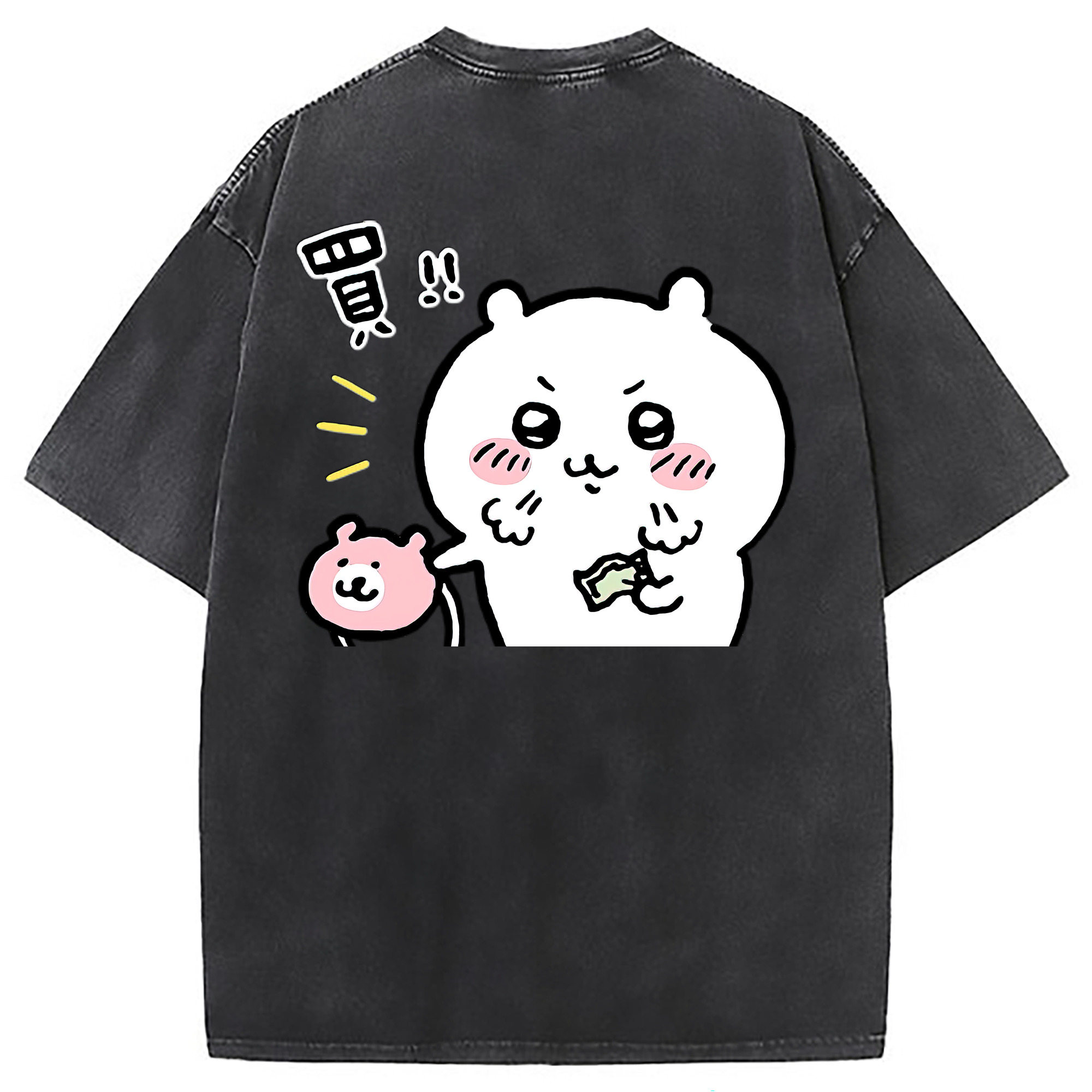 （画像用） ちいかわ ちいかわ Chii-kawa chiikawa 綿100% ヴィンテージ風 半袖Tシャツ（背面プリント）