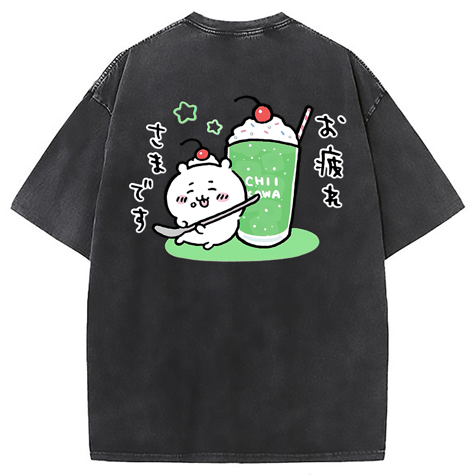 （画像用） ちいかわ ちいかわ Chii-kawa chiikawa 綿100% ヴィンテージ風 半袖Tシャツ（背面プリント）