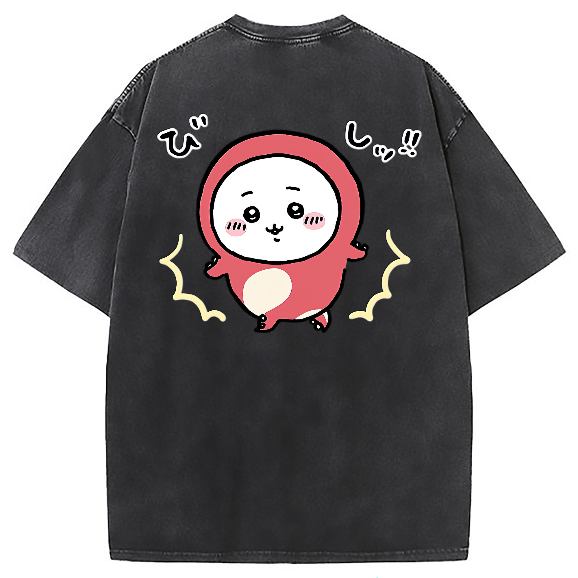 （画像用） ちいかわ ちいかわ Chii-kawa chiikawa 綿100% ヴィンテージ風 半袖Tシャツ（背面プリント）
