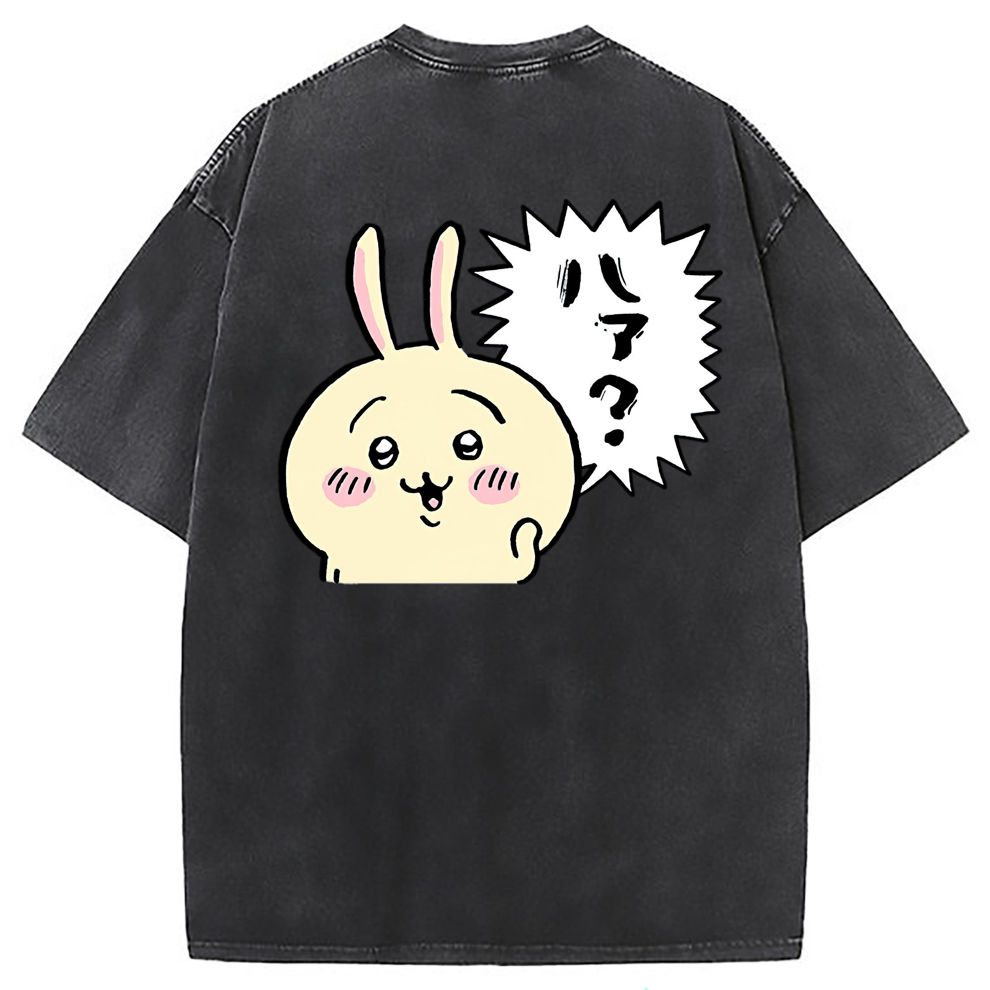 （画像用） ちいかわ うさぎ Chii-kawa usagi 綿100% ヴィンテージ風 半袖Tシャツ（背面プリント）